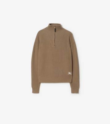 カシミア ハーフジップセーター (ミンクブラウン) - メンズ | Burberry