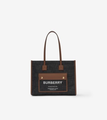 Small Freya Tote in Indigo blue/malt Brown - Women | Burberry® Official
