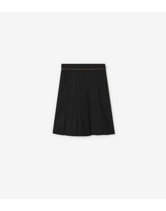 Pleated Cotton Blend Skirt
