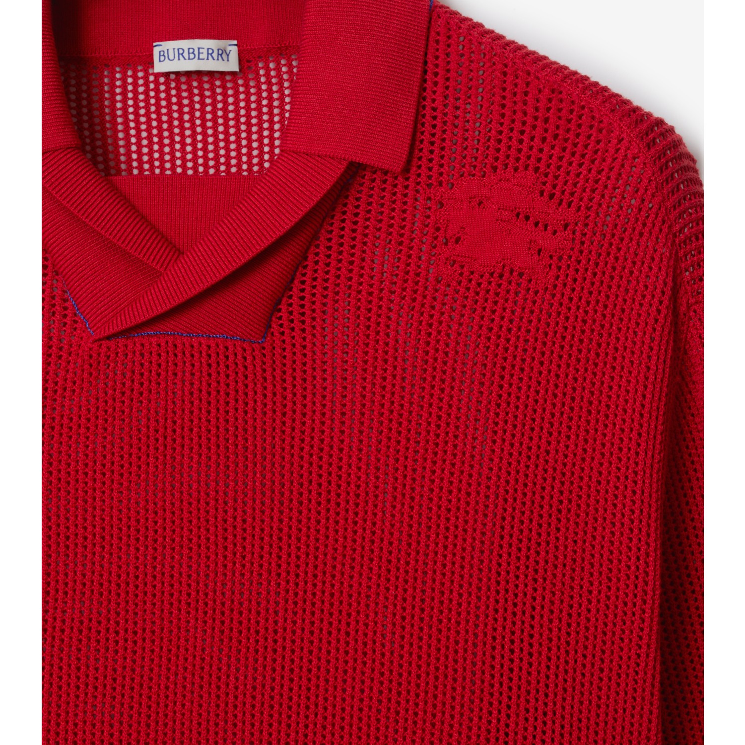 Silk Cotton Mesh Polo Shirt in Pillar Men Burberry® Official