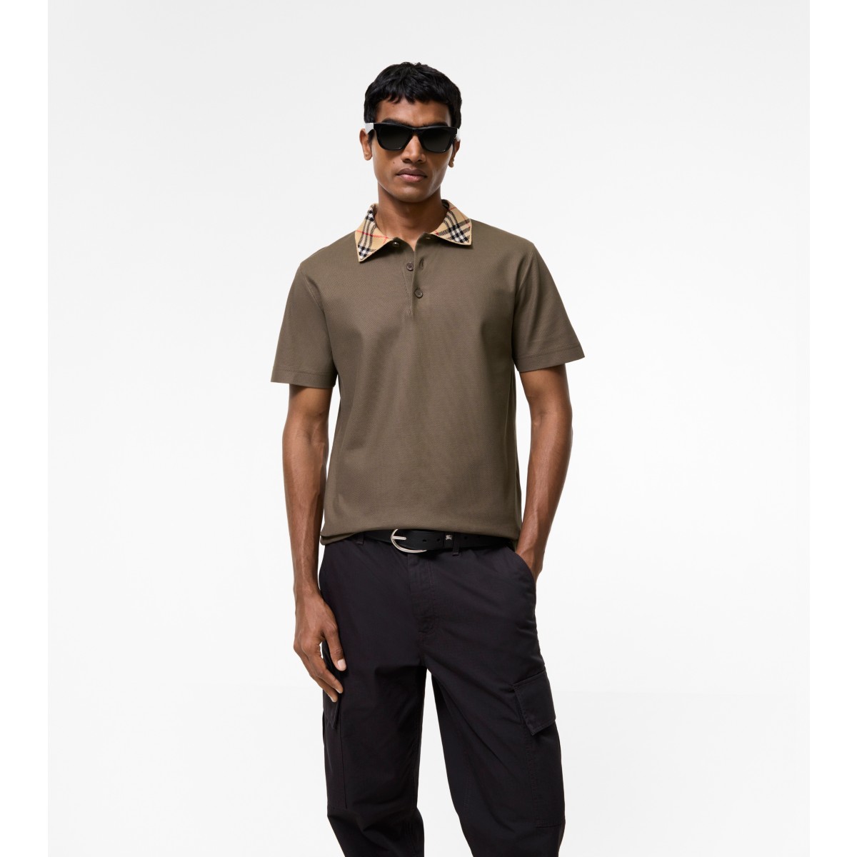  Check Collar Cotton Polo Shirt