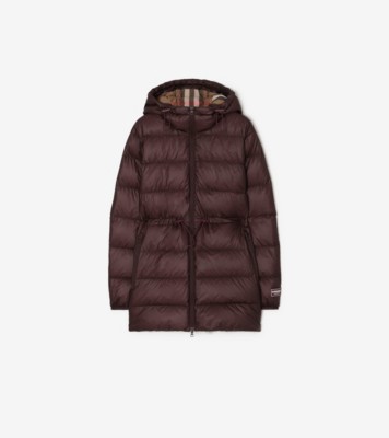 Nylon Hooded Puffer Coat in Raisin red - Women | Burberry® Official