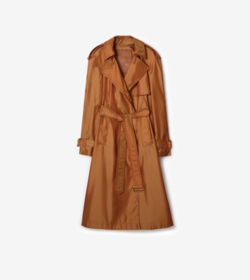 ロング ナイロンブレンド フーデッド トレンチコート (ブライト