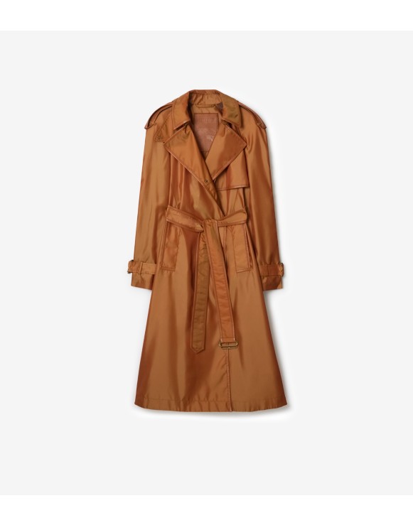 Long Nylon Blend Trench Coat