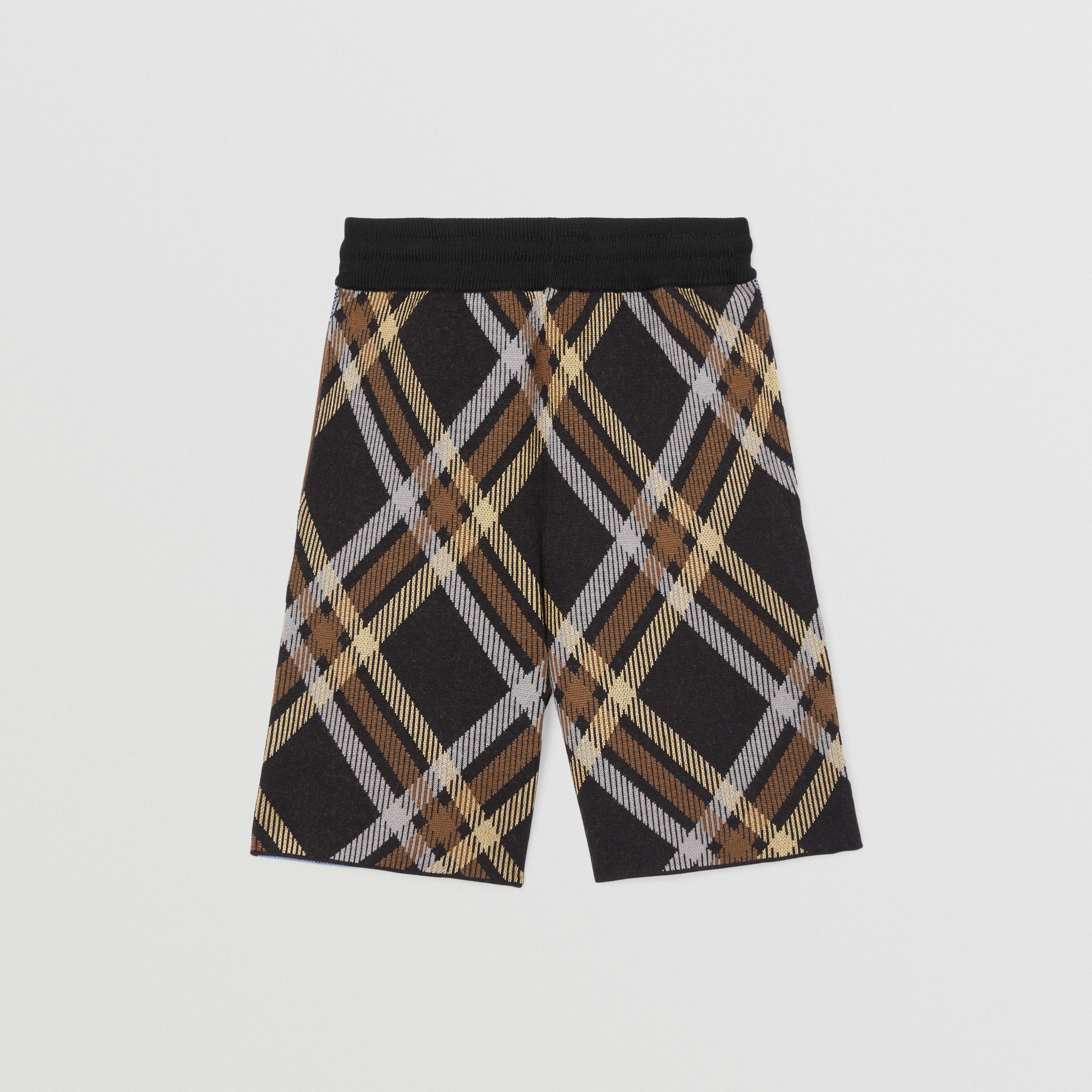 Contrast Check Wool Cotton Blend Shorts in Blue | Burberry® Official - 4