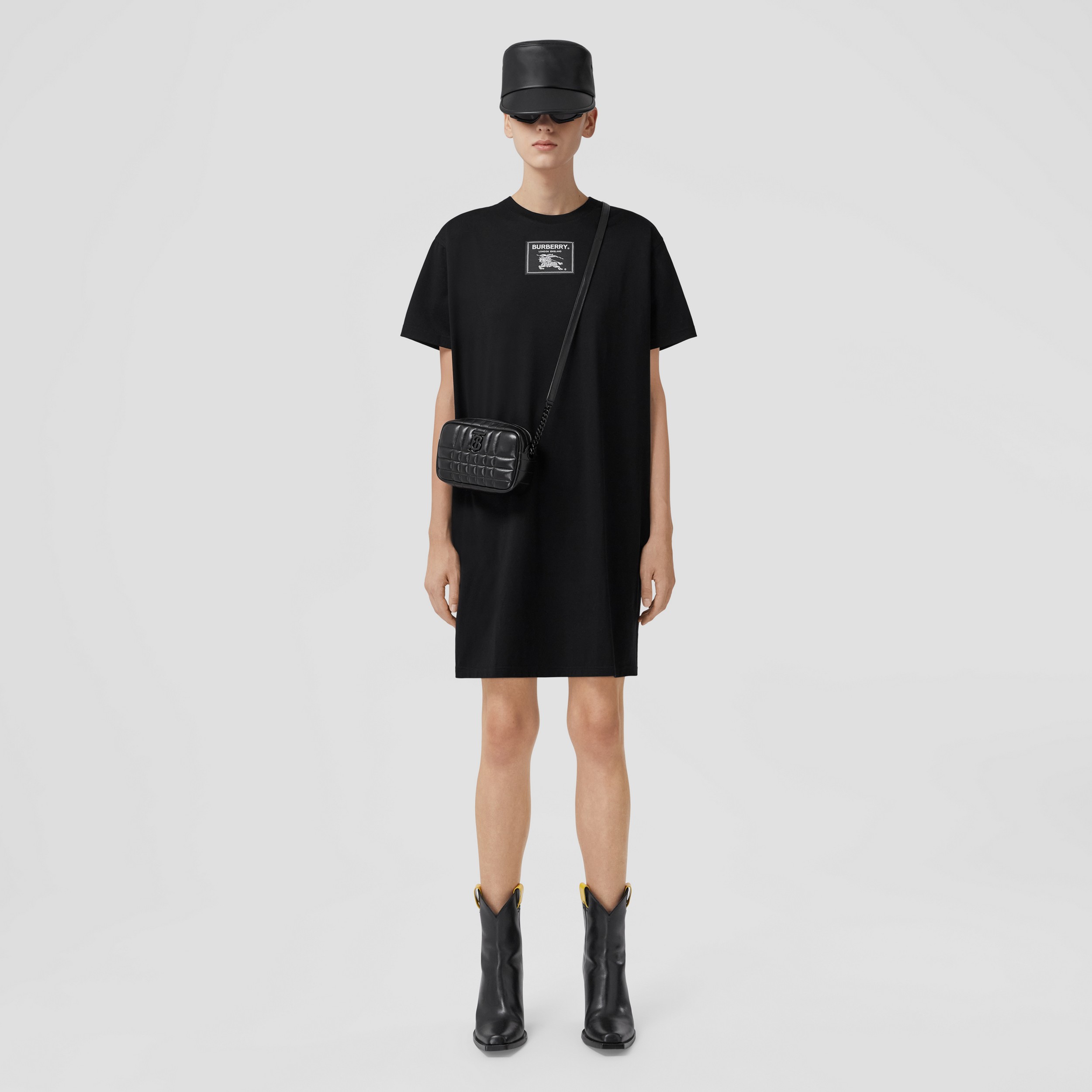 프로섬 라벨 코튼 티셔츠 드레스 (블랙) - 여성 | Burberry® - 4