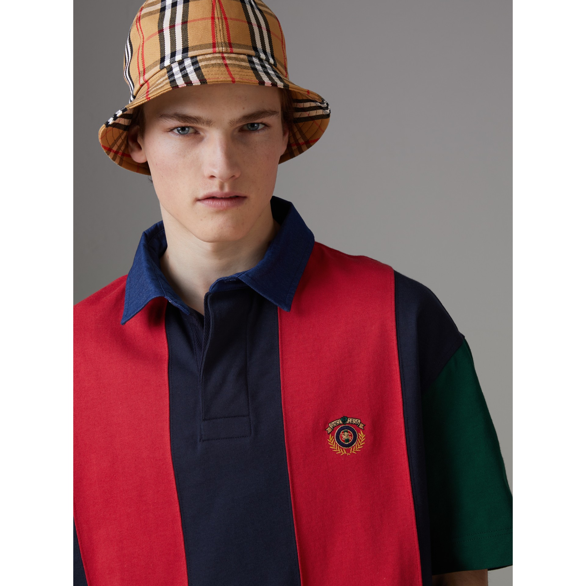 Reissued Striped Cotton Polo Shirt in Bright Red - Men | Burberry ...
