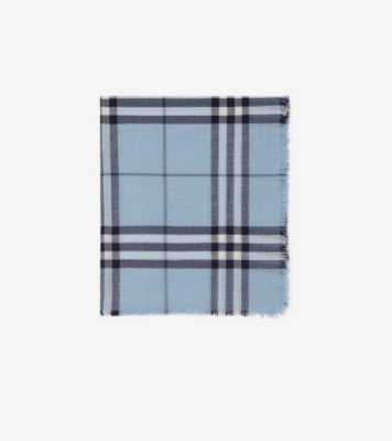 Wide Check Wool Scarf in Bank blue | Burberry® Official