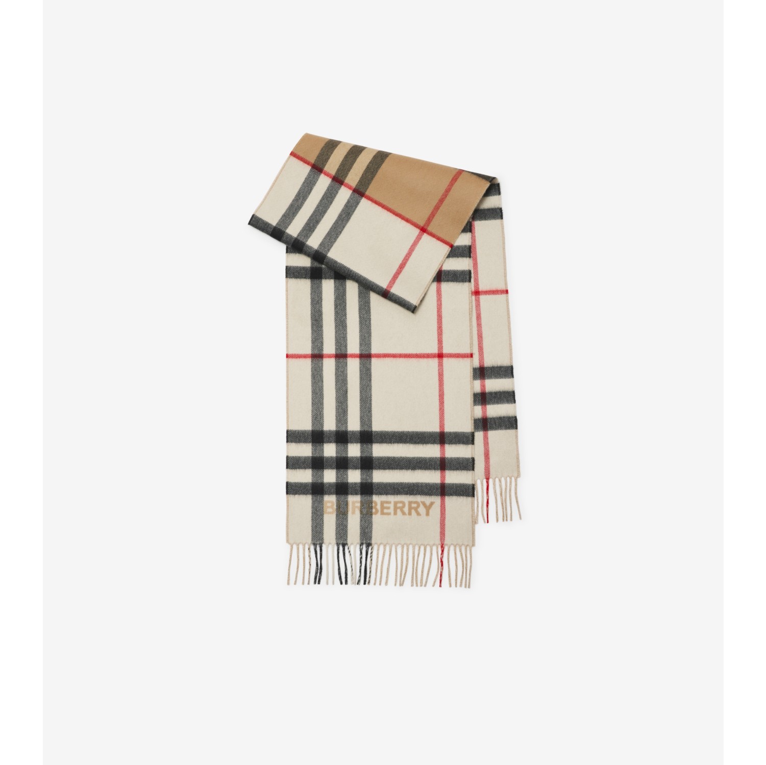 Contrast Check Cashmere Scarf