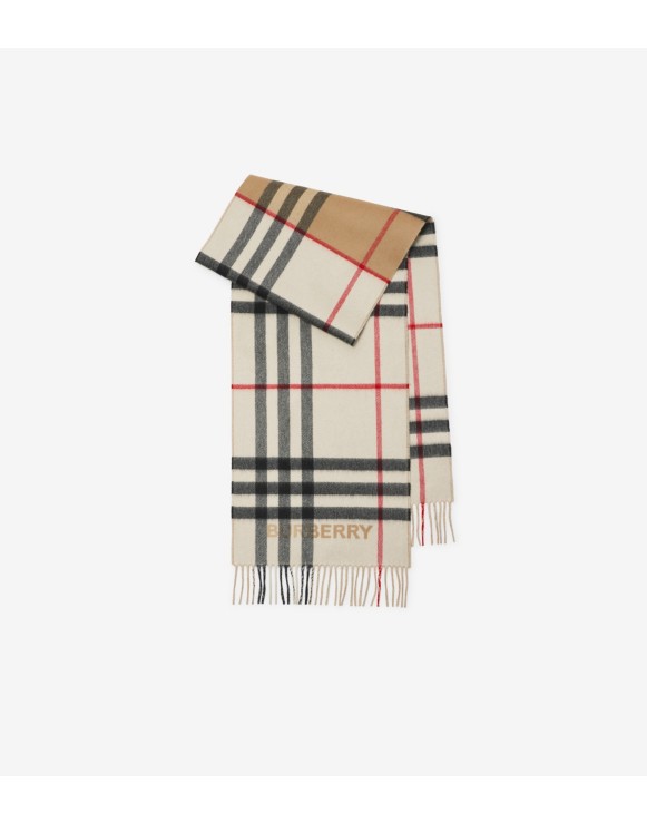 Contrast Check Cashmere Scarf