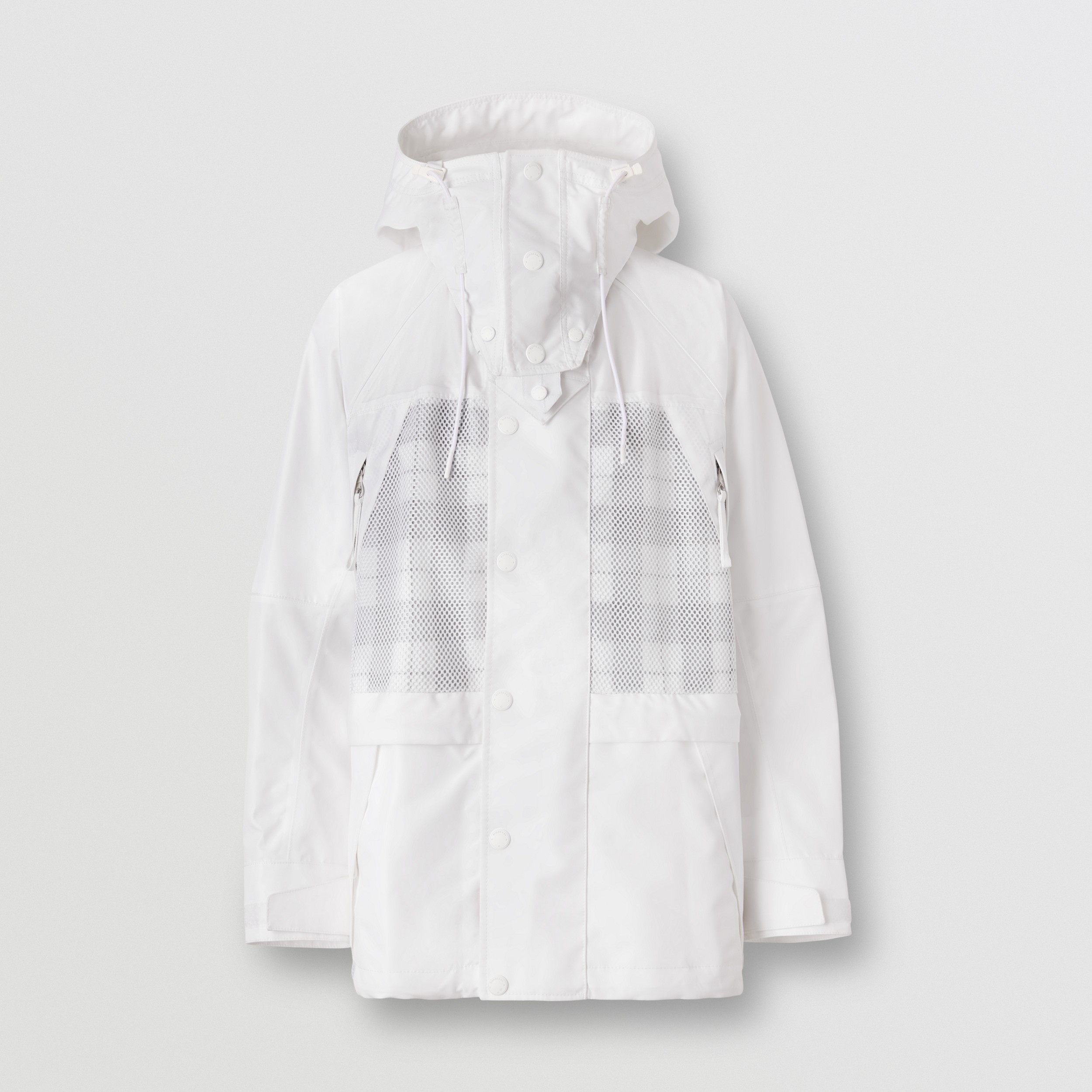 Reflective Check Panel Technical Hooded Parka in White - Men | Burberry® Official - 4