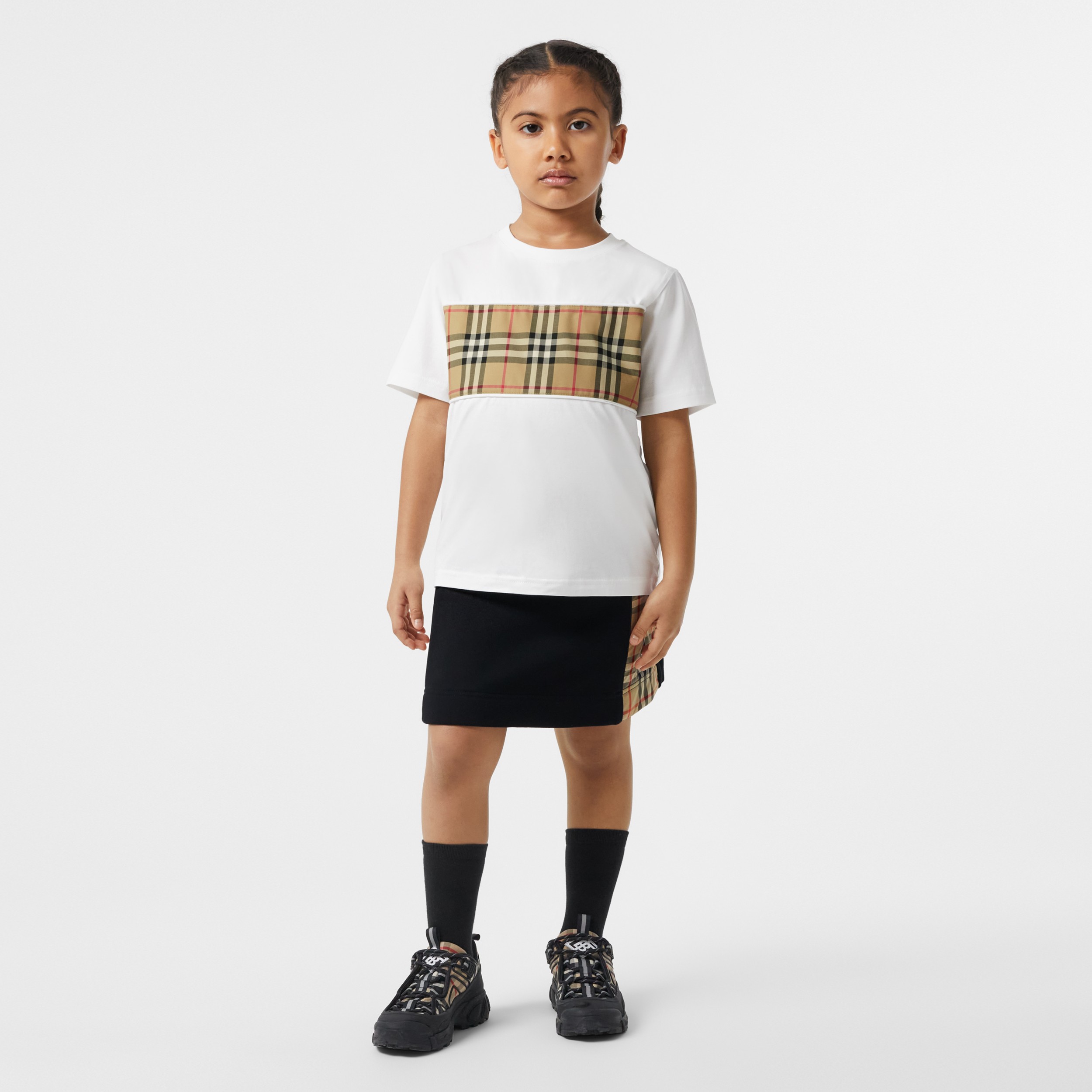 Vintage Check Panel Cotton T-shirt in White | Burberry® Official - 4