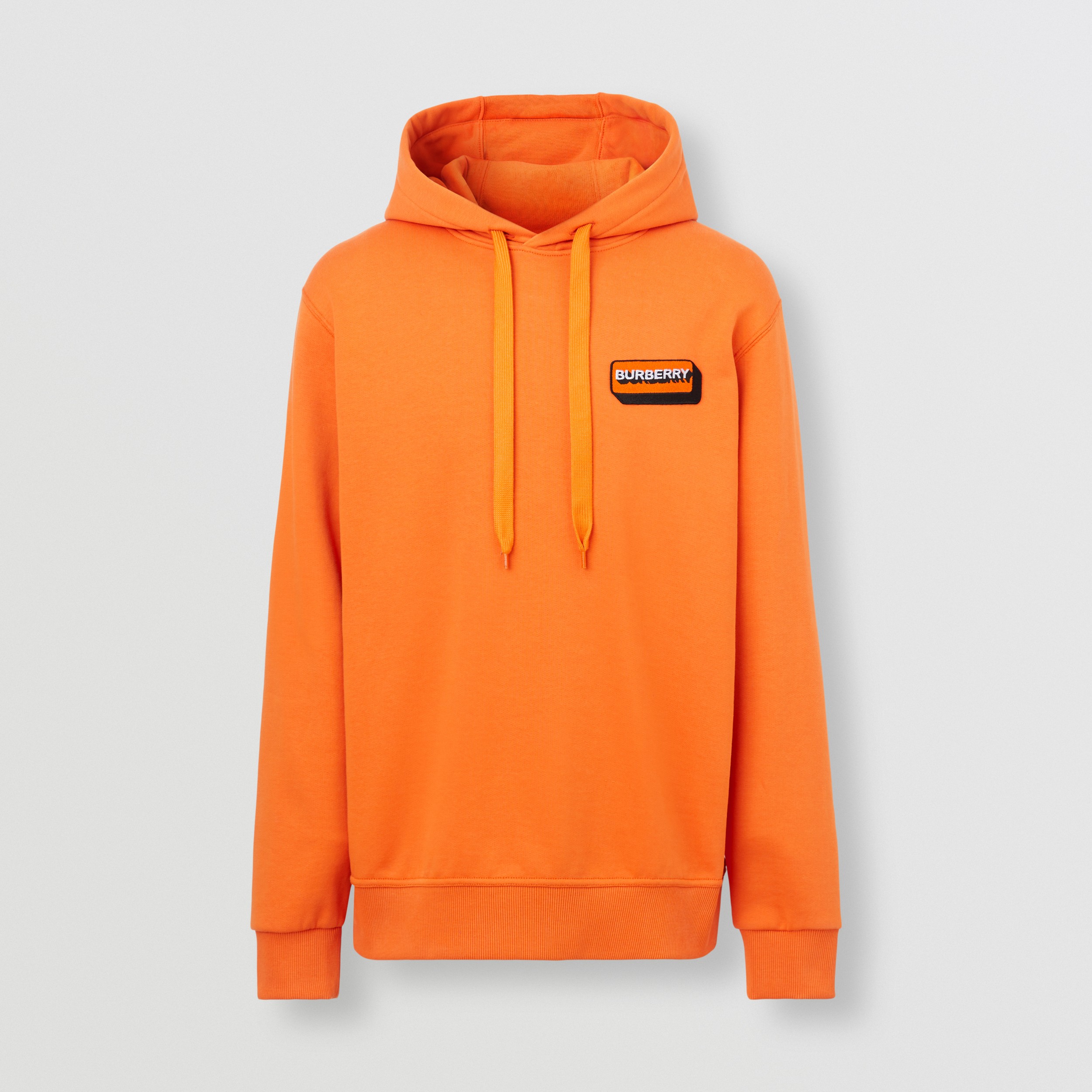 Logo Appliqué Cotton Hoodie in Dark Orange | Burberry® Official - 1