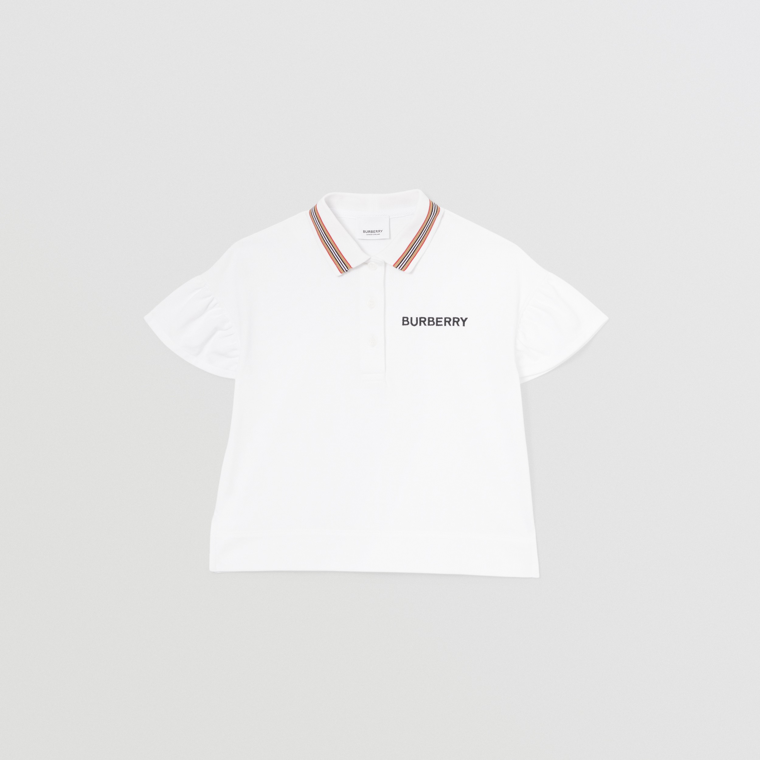 Icon Stripe Detail Cotton Piqué Polo Shirt in White | Burberry® Official - 1