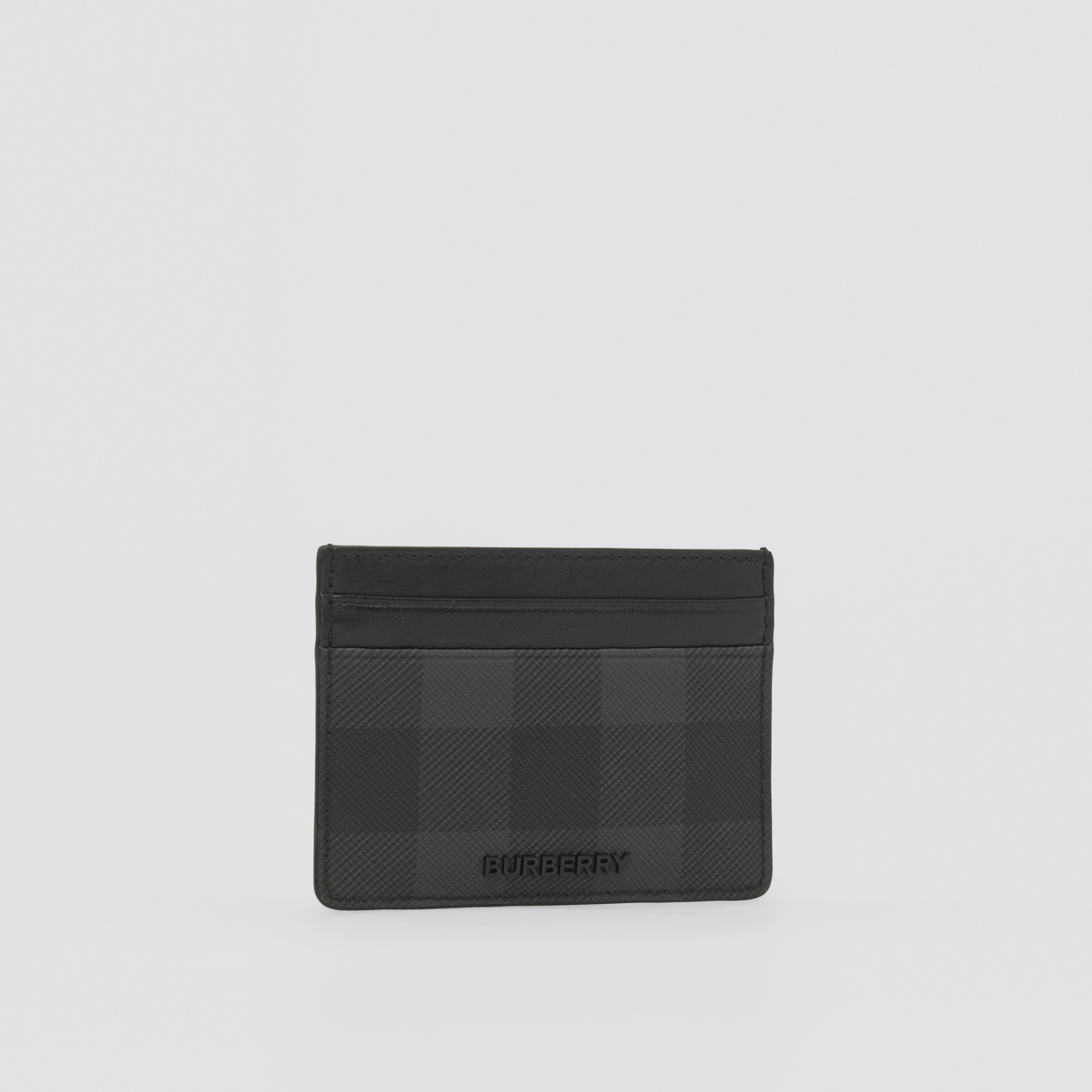 Check and Leather Card Case in Charcoal - Men | Burberry® Official - 4