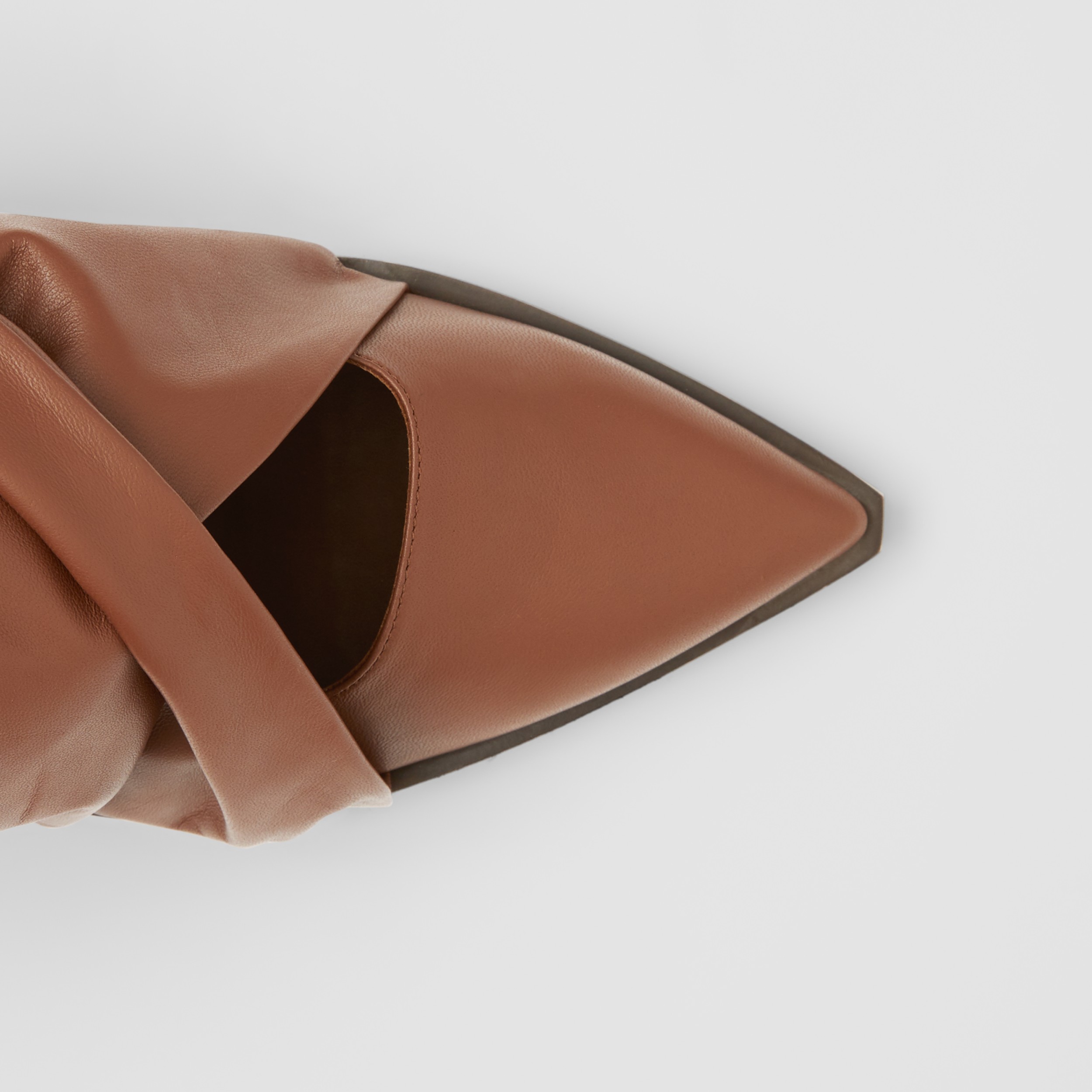 Scarf Tie Detail Lambskin Pointtoe Mules in Tan Women Burberry