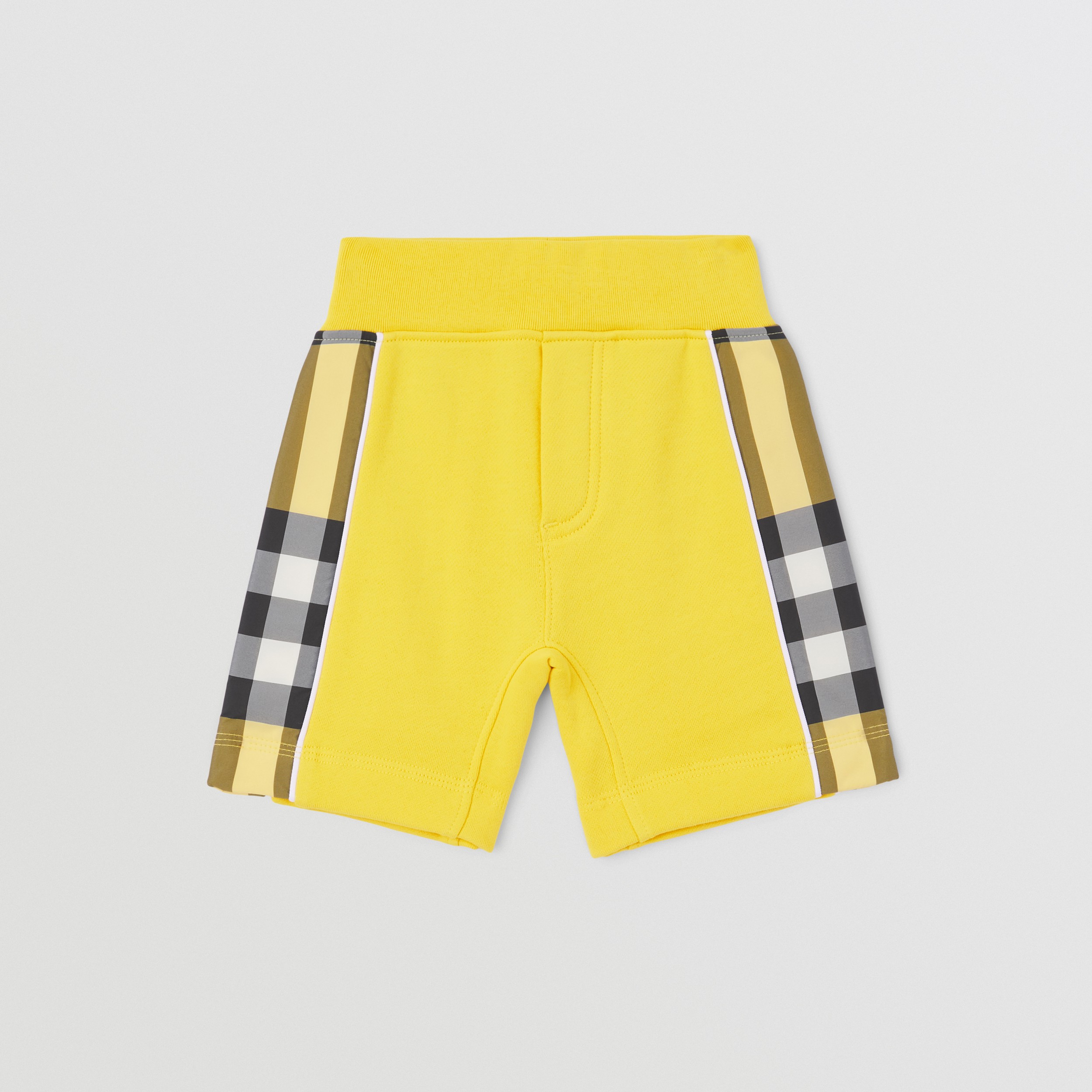 Check Panel Cotton Shorts in Acid Yellow - Children | Burberry® Official - 1