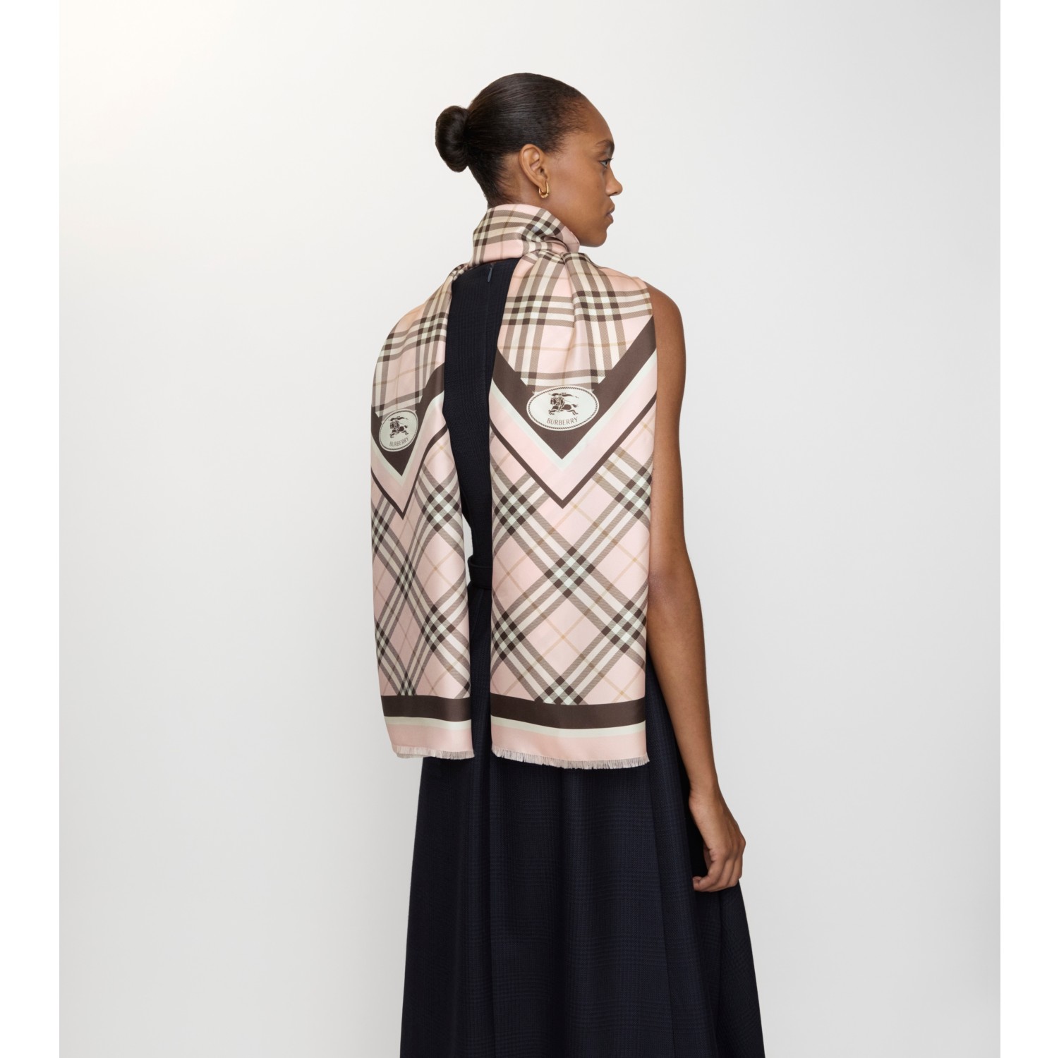 Check Knight Stamp Silk Scarf in Bow pink | Burberry® Official