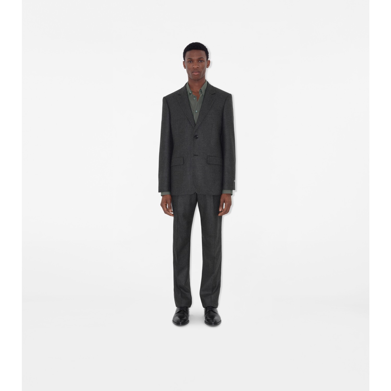 Check Wool Cashmere Tailored Trousers