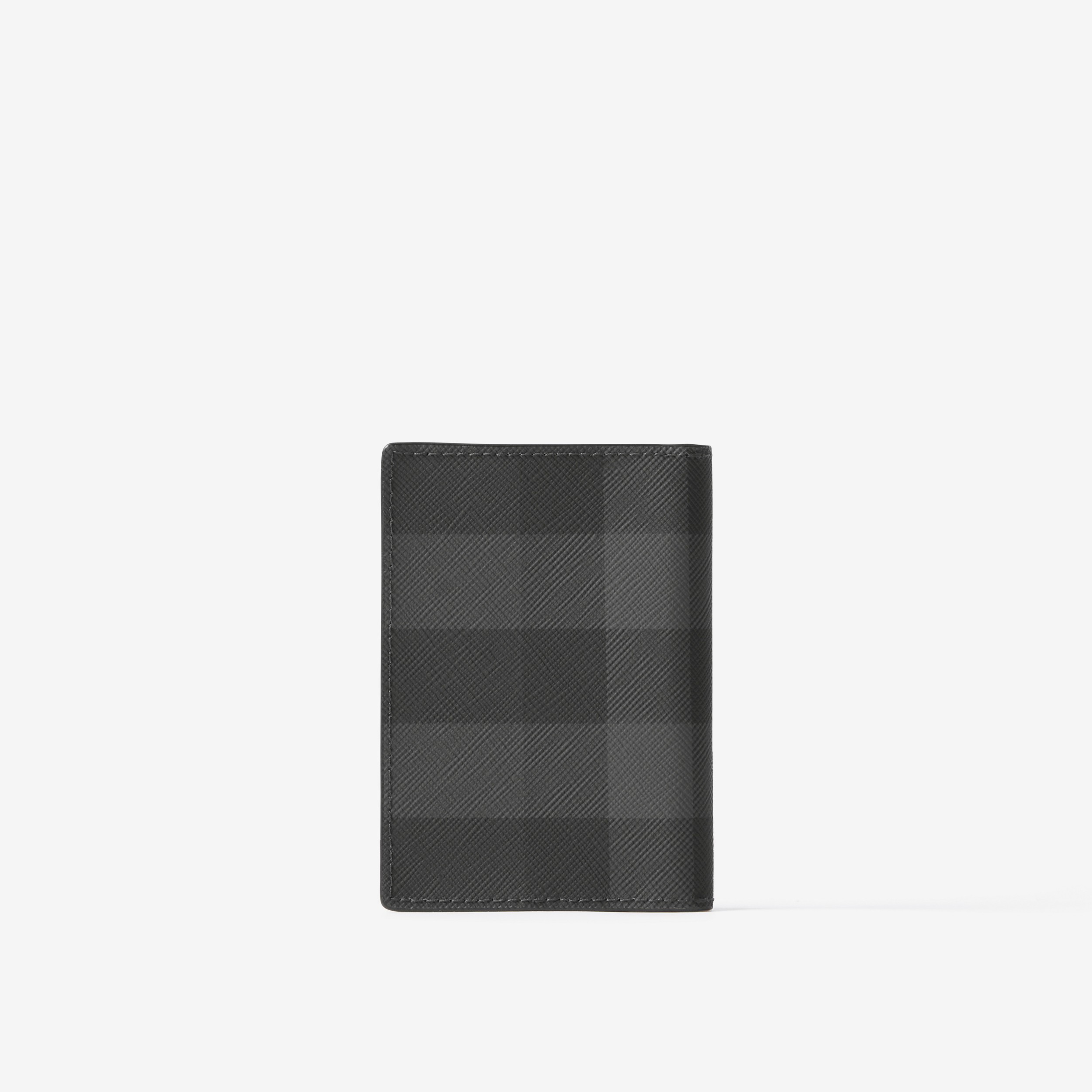 Check and Leather Folding Card Case in Charcoal - Men | Burberry® Official - 3