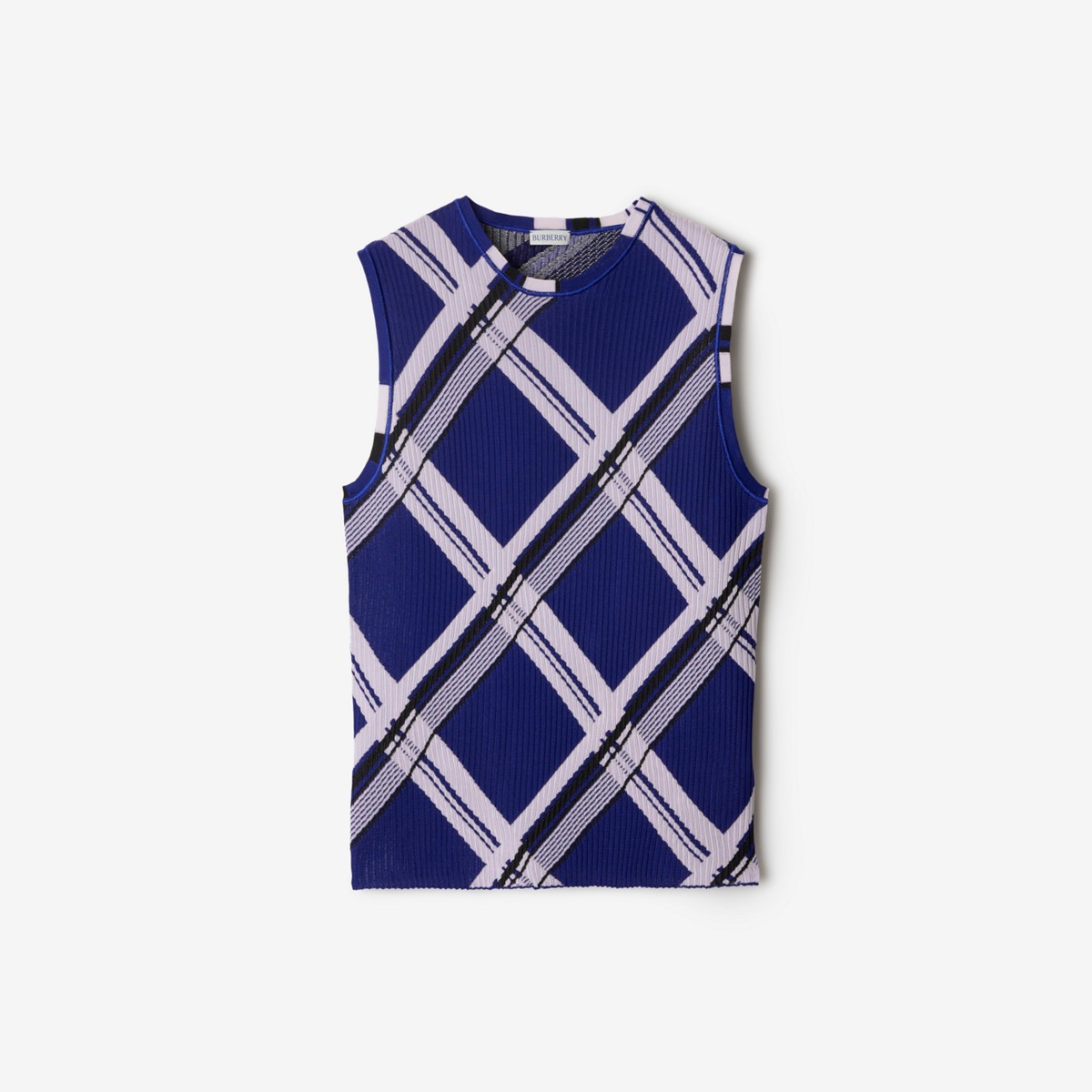 Shop Burberry Check Silk Tank Top In Knight