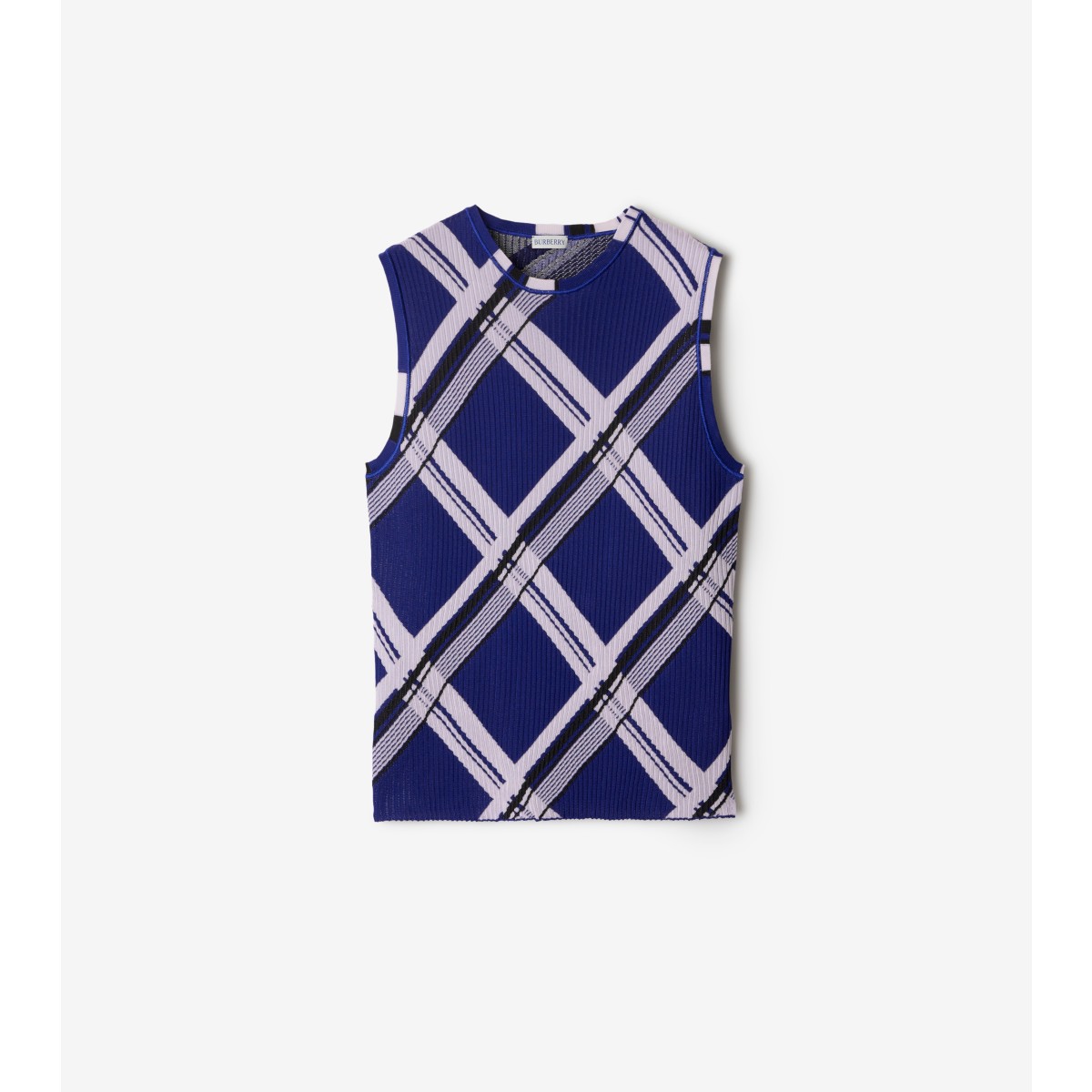 Burberry Plaid-check Ribbed Silk Vest In Knight