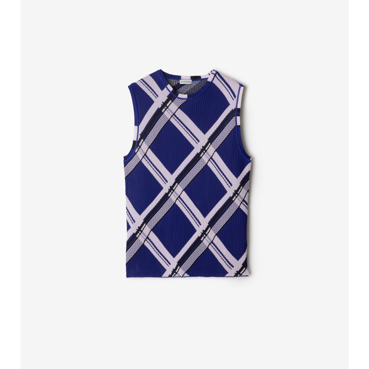 Shop Burberry Check Silk Tank Top In Knight