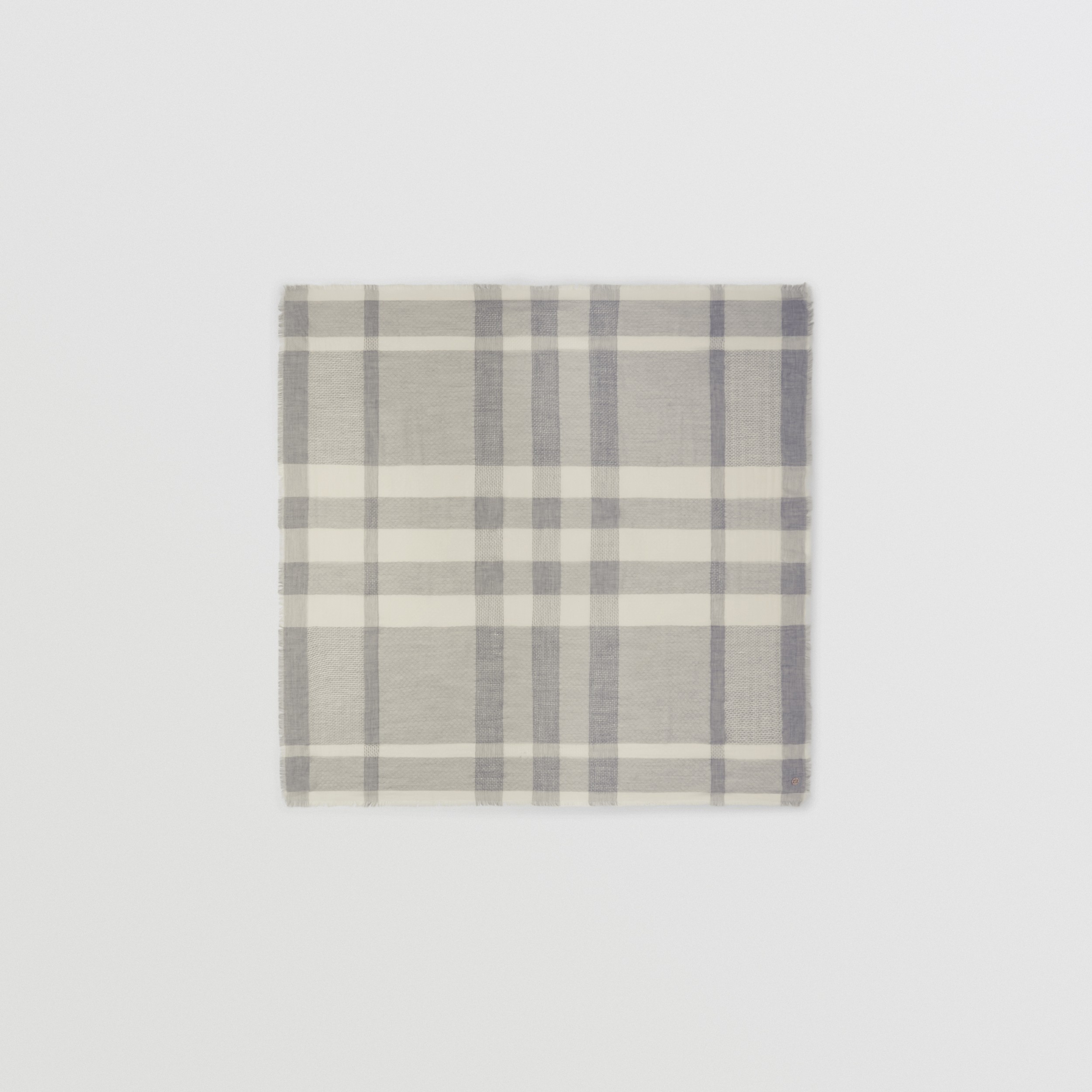Check Cashmere Large Square Scarf in Pale Grey | Burberry® Official - 1