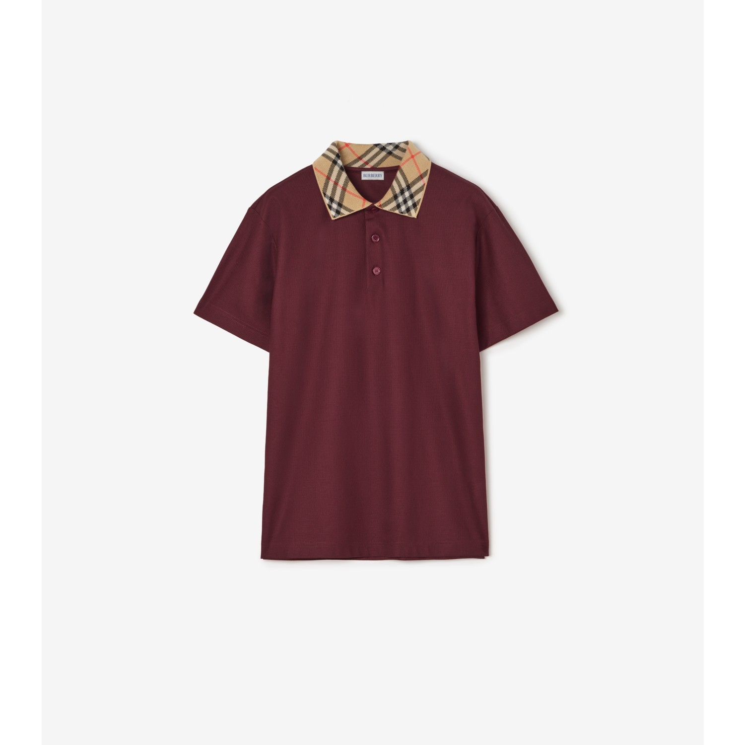 Check Collar Cotton Polo Shirt