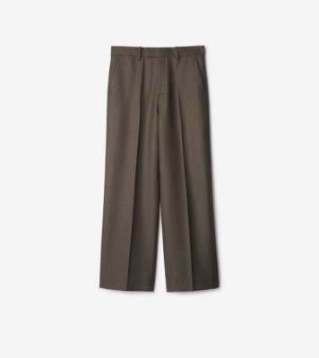 Wool Tailored Trousers in Cinder melange - Men | Burberry® Official