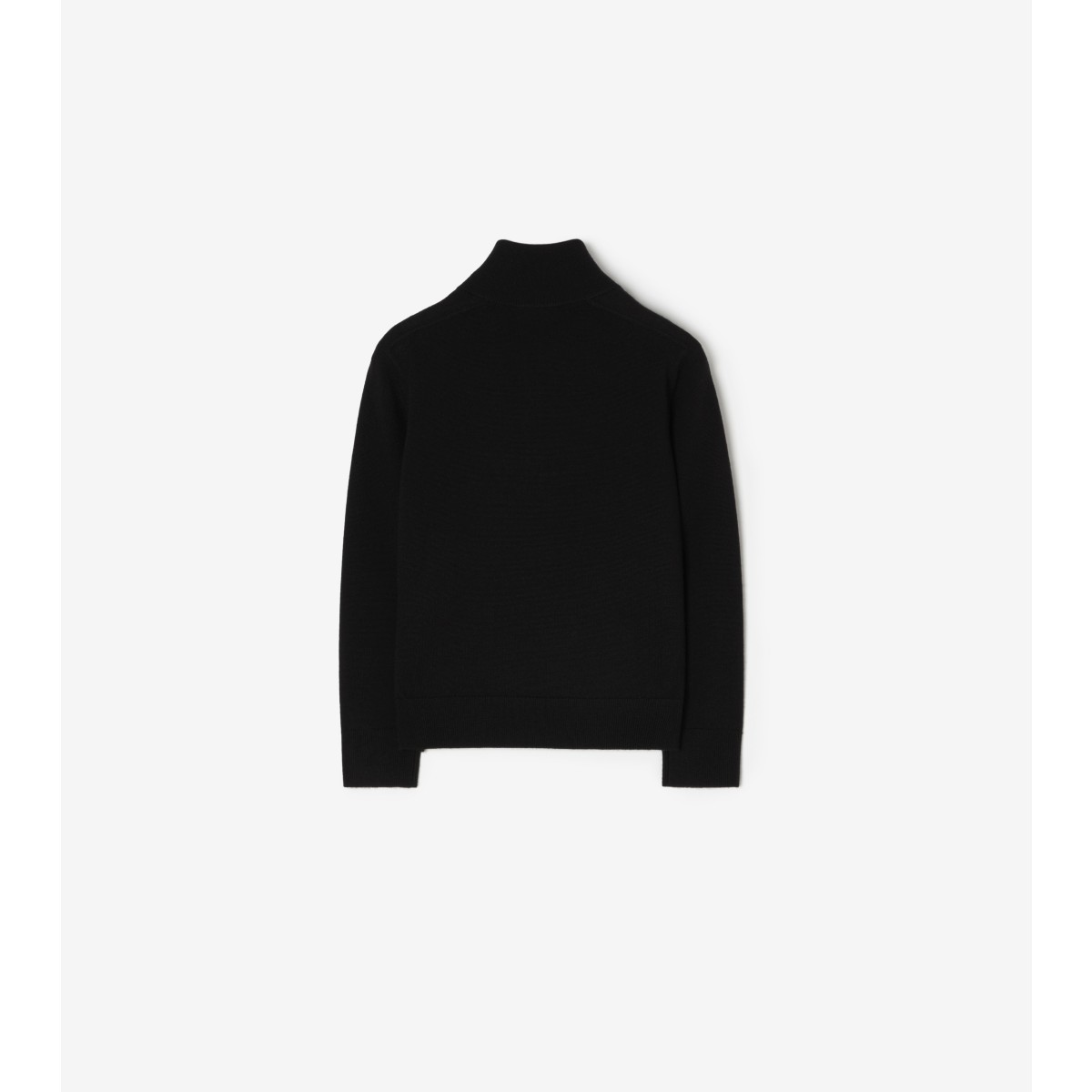  Check Trim Wool Half-zip Sweater