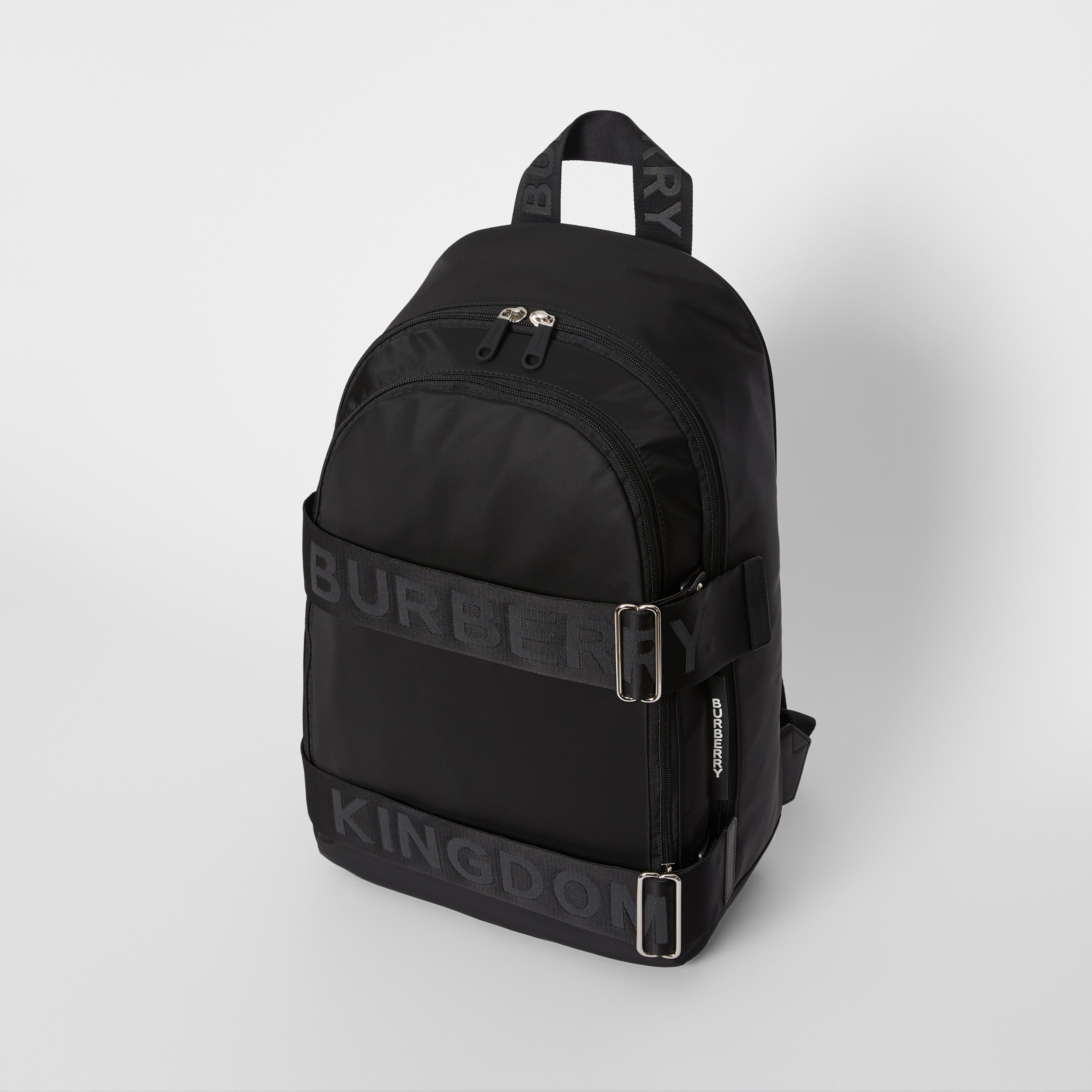 Large Logo Detail Nylon Backpack in Black | Burberry