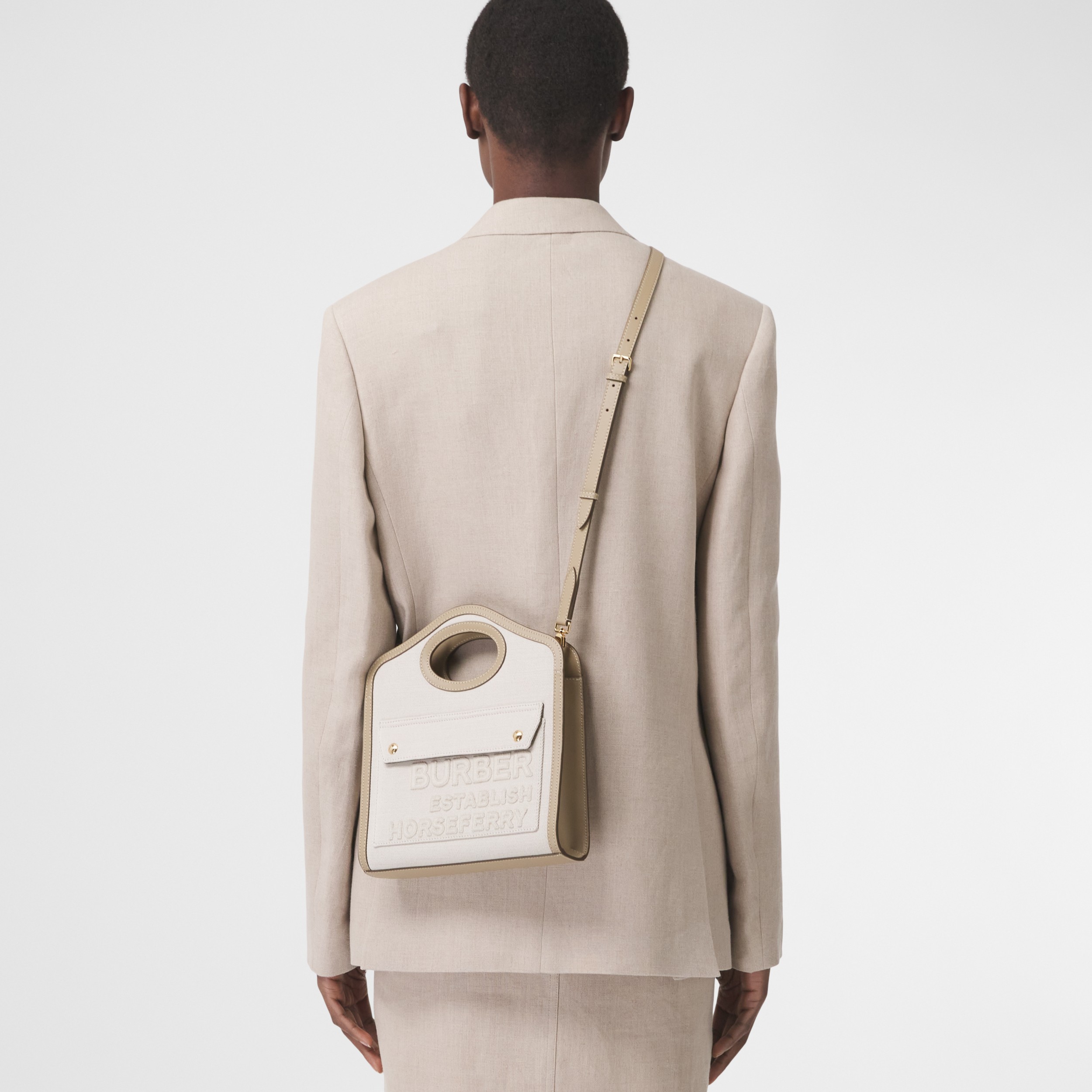 Skabelse Indsigt Erhverv Mini Horseferry Linen Cotton Canvas Pocket Bag in Ecru - Women | Burberry  United States