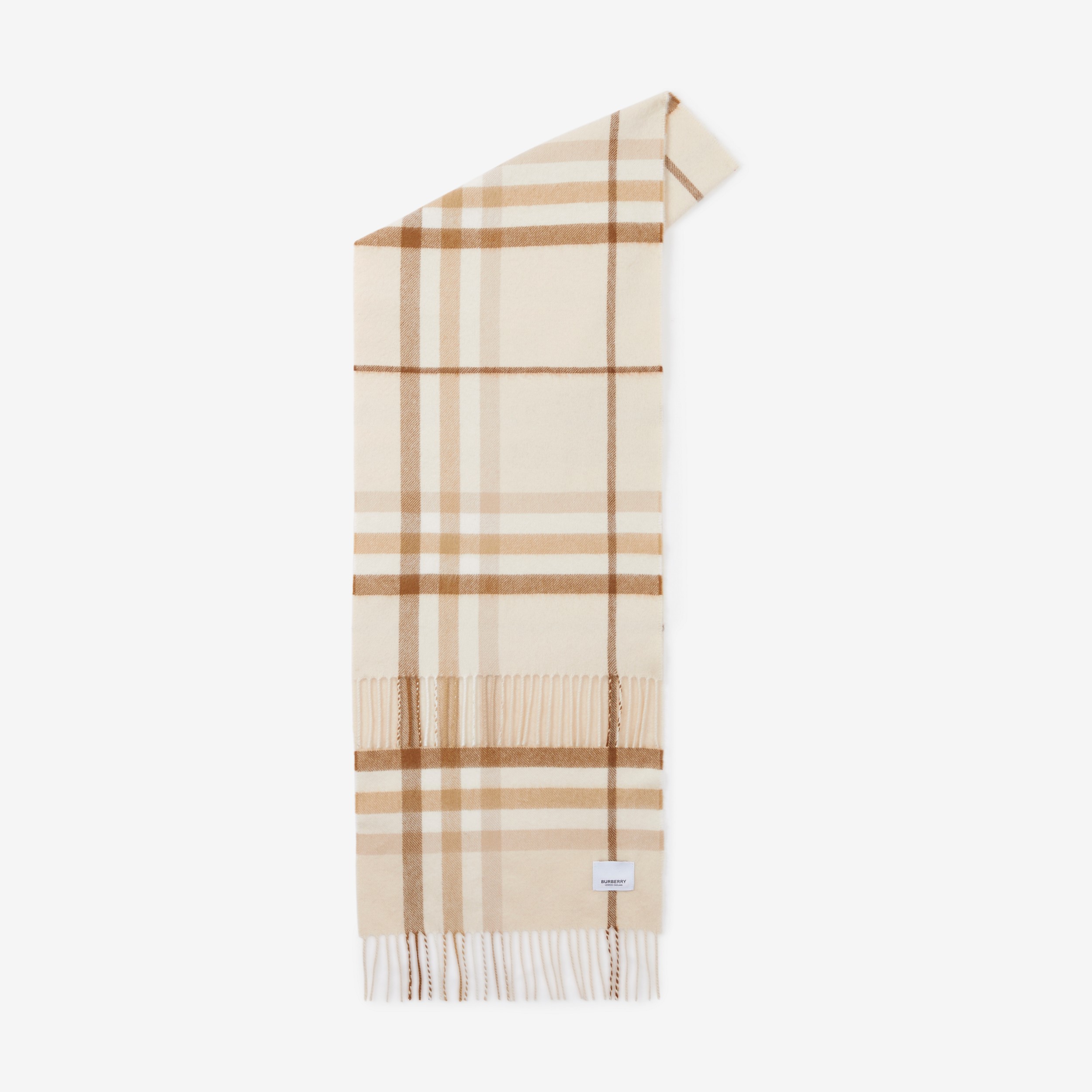 格纹羊绒围巾 (同色系柔黄褐色) | Burberry® 博柏利官网 - 2