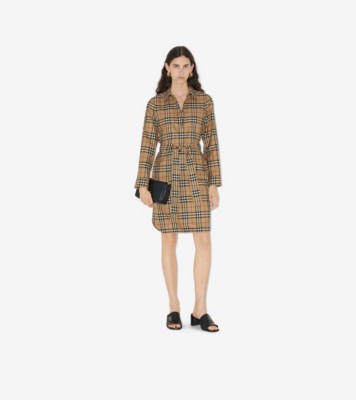 チェック コットン シャツドレス (アーカイブベージュ) - ウィメンズ, コットン | Burberry®公式サイト