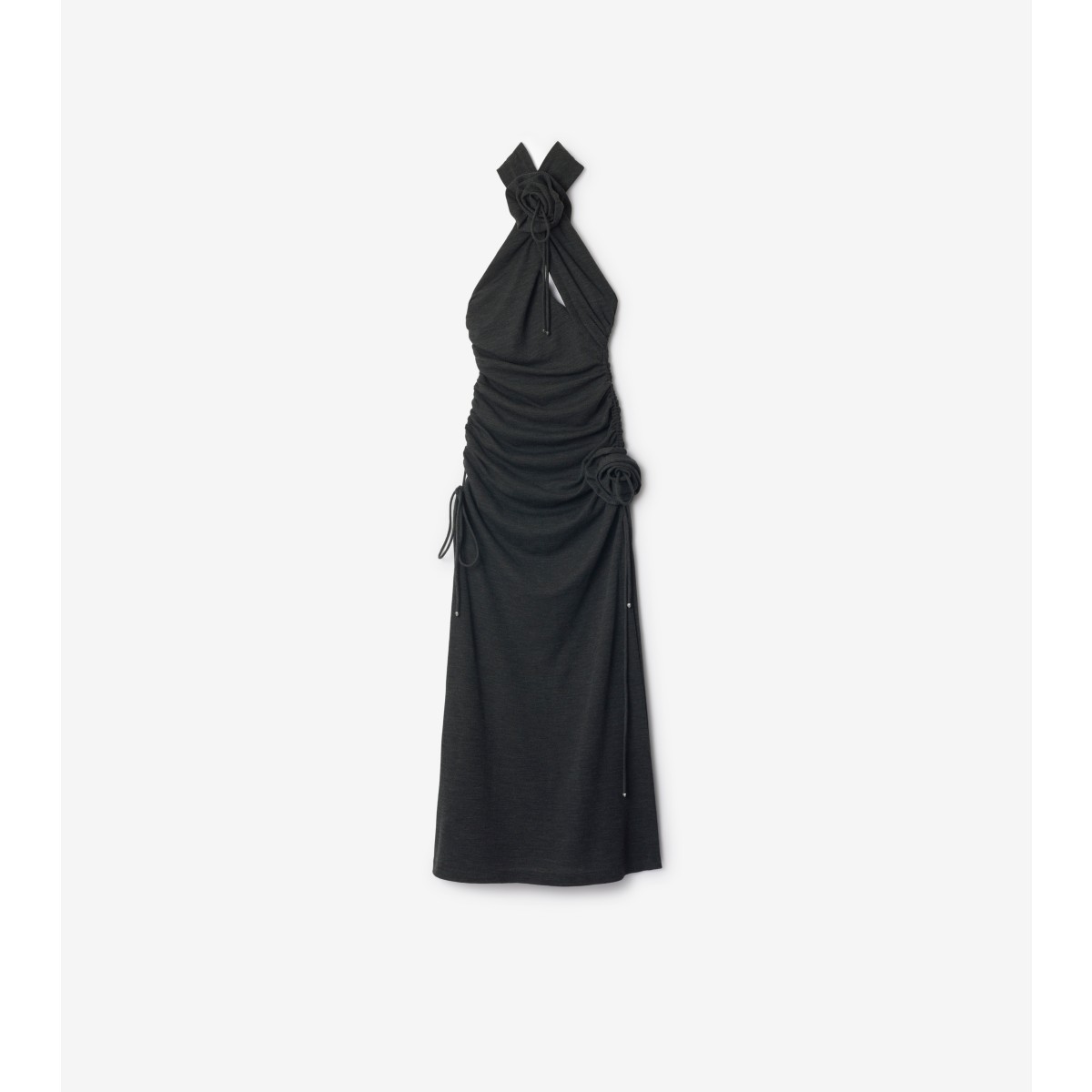 Burberry Rose Wool Halterneck Dress In Grey Melange
