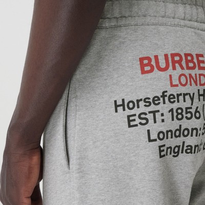 Location Print Cotton Jogging Pants in Pale Grey Melange - Men | Burberry®  Official
