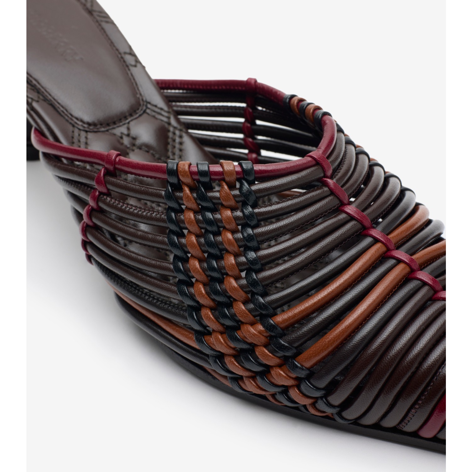 Check Woven Leather Cameo Mules​