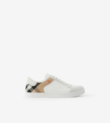 raket Gum discolor Leather, Suede and House Check Cotton Sneakers in Optic White - Men |  Burberry® Official
