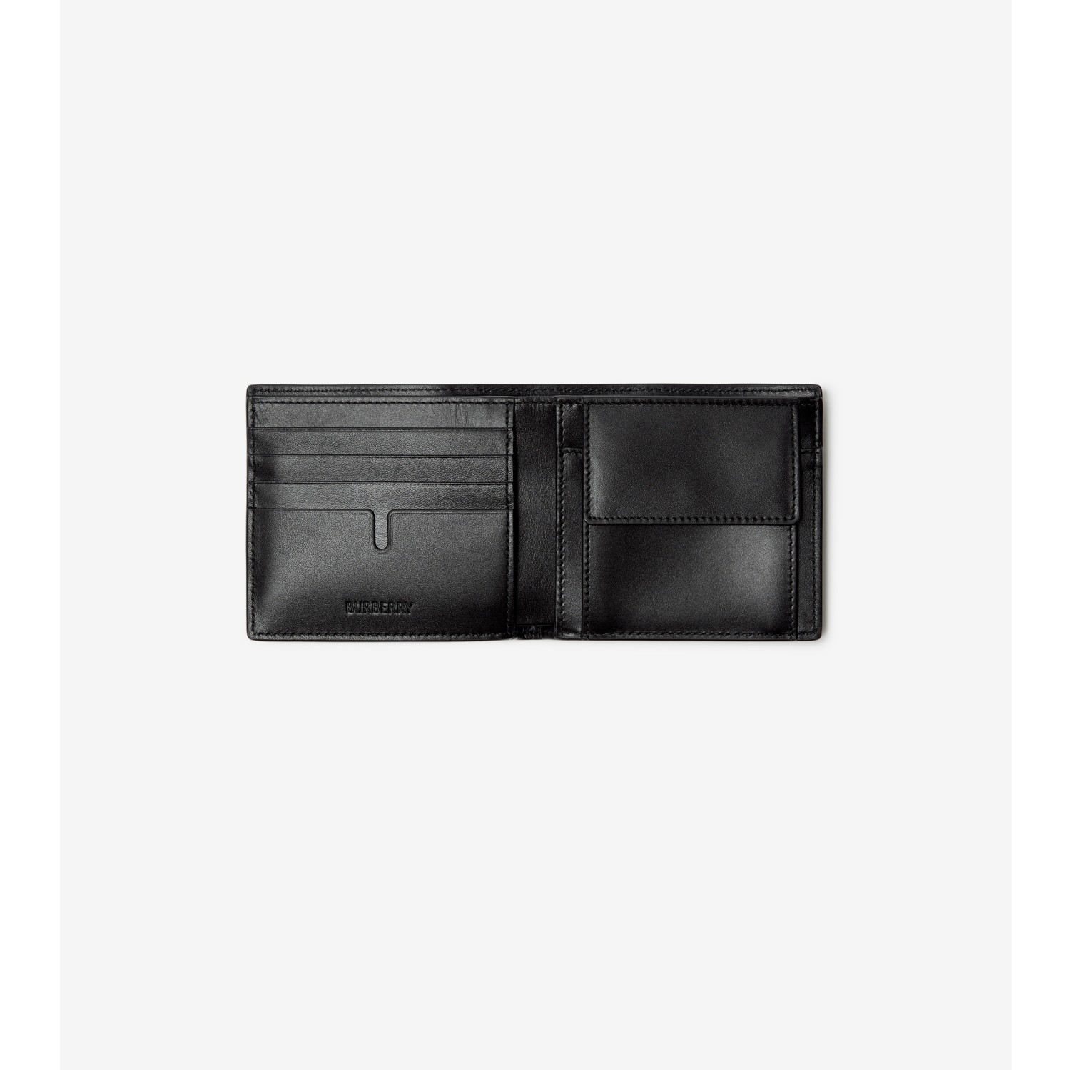 Cartera plegable con cuadros grabados y bolsillo monedero Negro Hombre Piel Burberry oficial