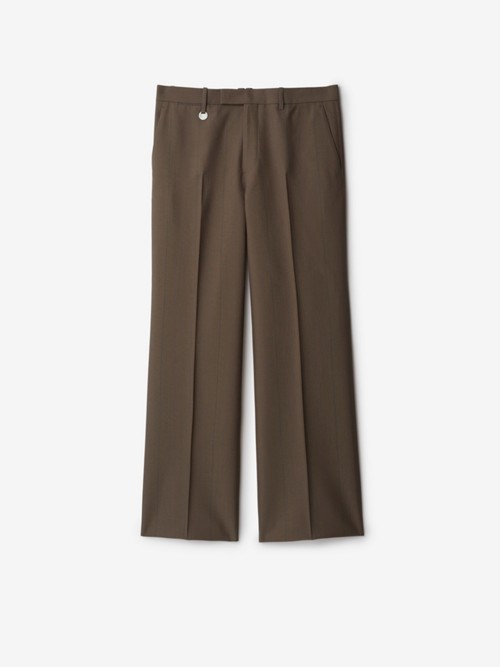 Shop Burberry Wool Tailored Trousers In Dusk