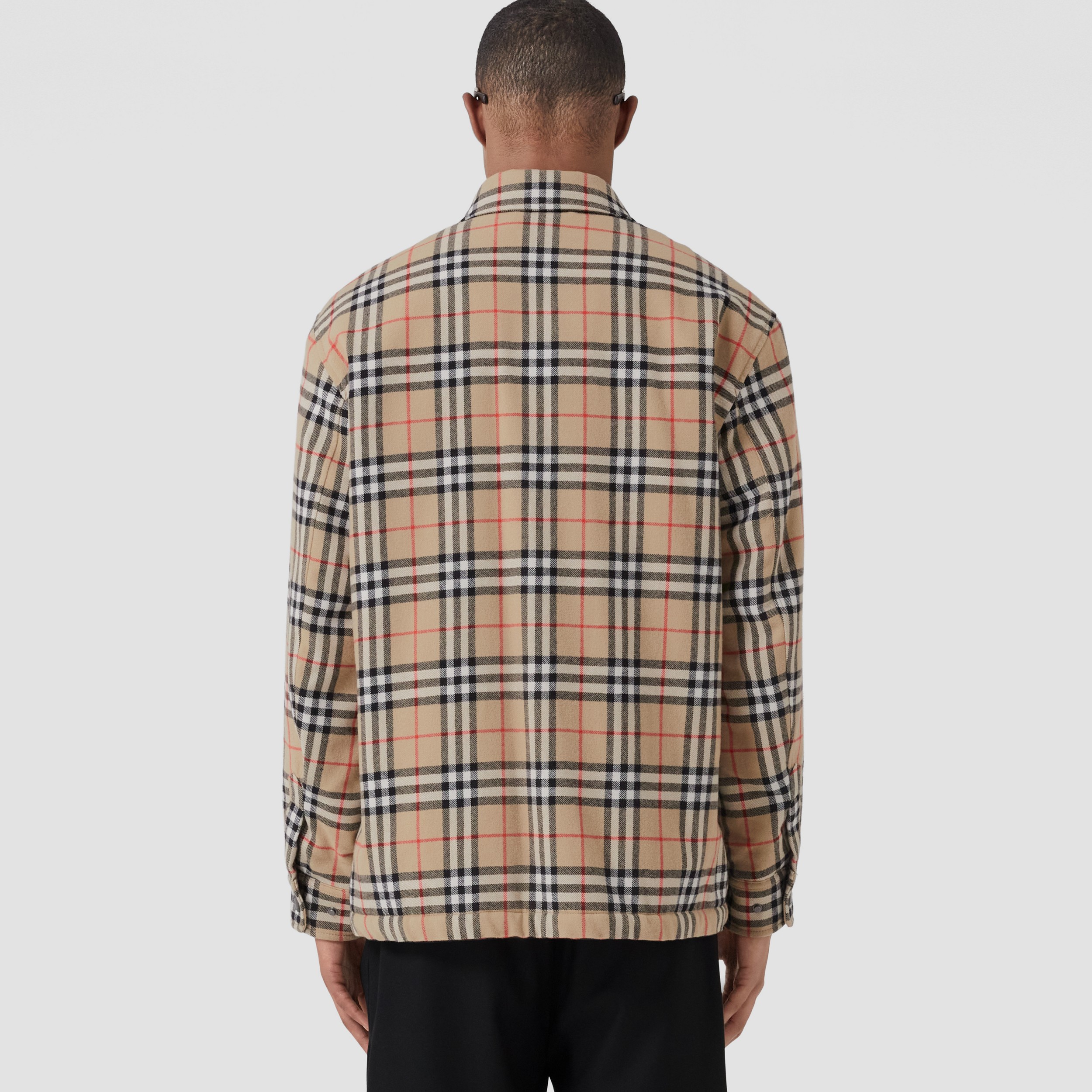Vintage Check Wool Cotton Overshirt in Archive Beige - Men | Burberry® Official - 3