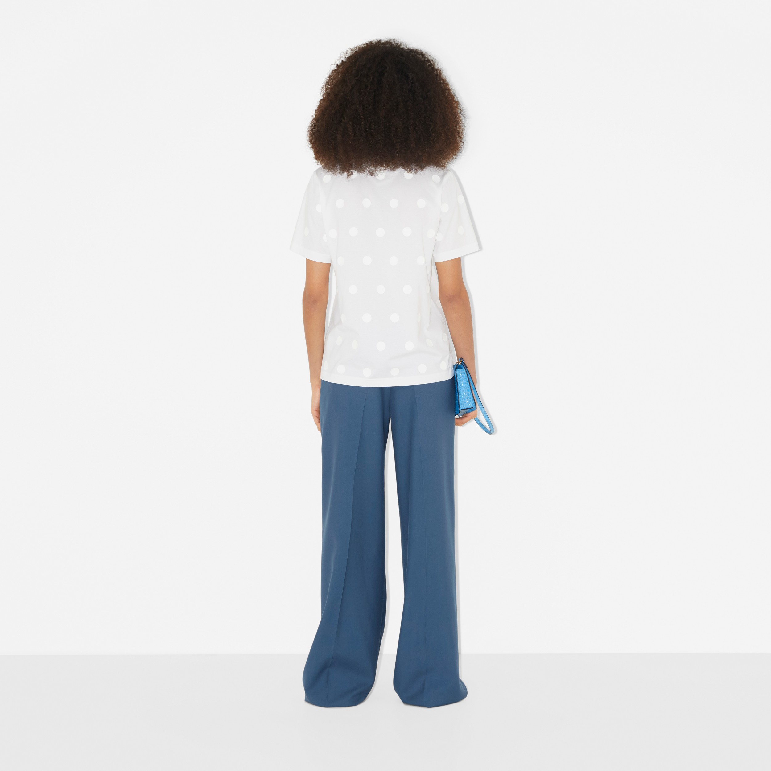 폴카 도트 프린트 코튼 티셔츠 (옵틱 화이트) - 여성 | Burberry® - 4