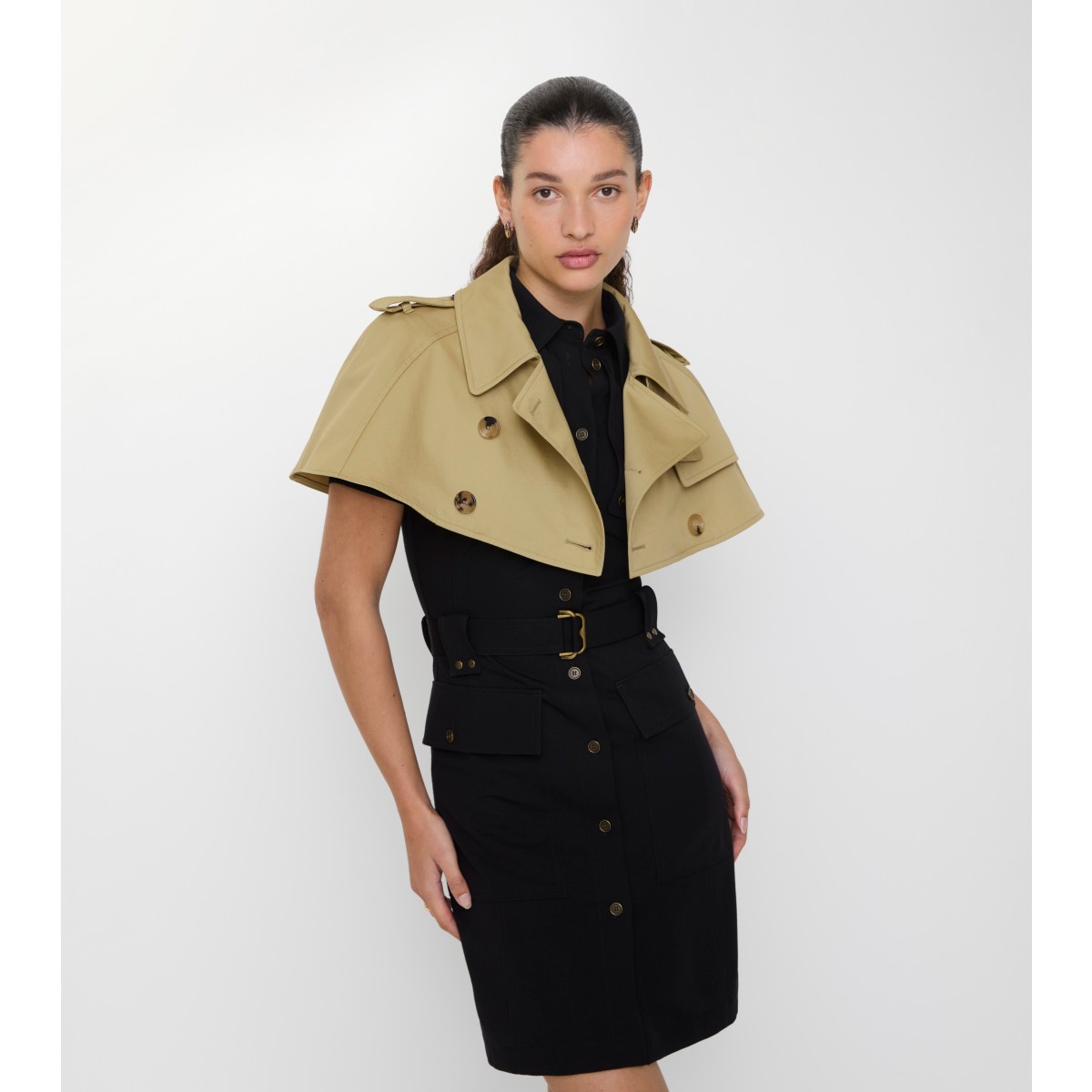  Gabardine Trench Capelet