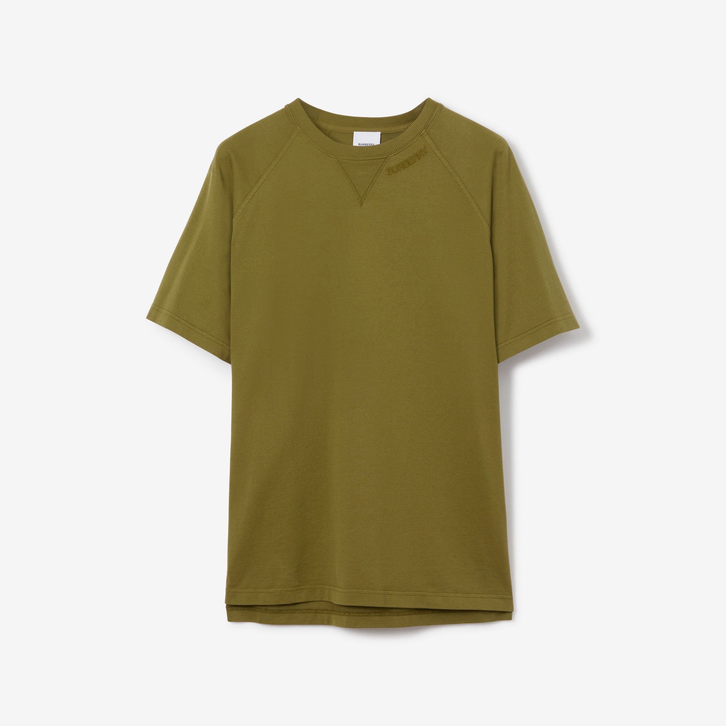 Embroidered Logo Cotton T-shirt in Spruce Green - Men | Burberry® Official - 1