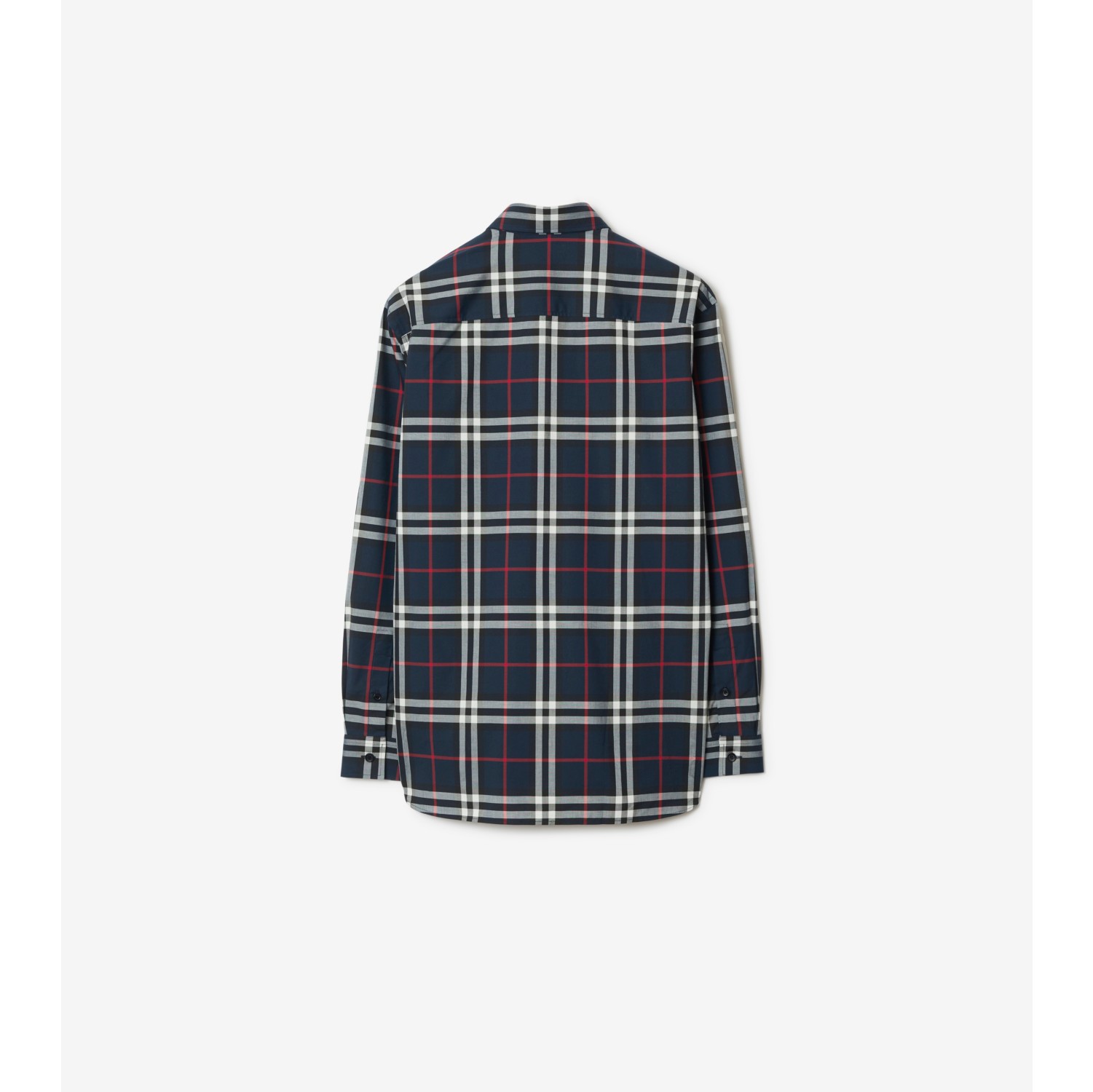 チェック コットンシャツ (ネイビー) - メンズ, コットン | Burberry®公式サイト