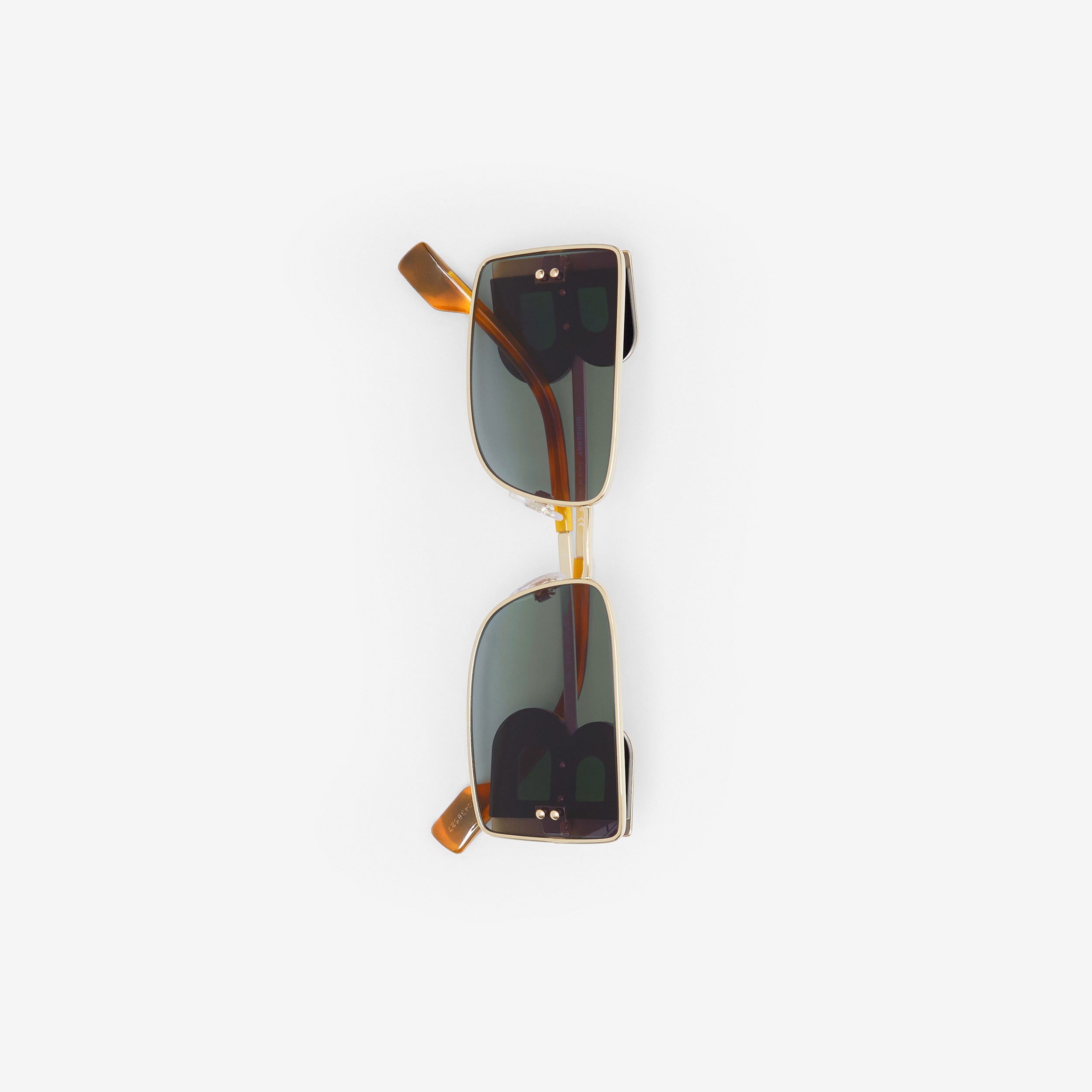 ‘B’ Lens Detail Rectangular Frame Sunglasses in Tortoiseshell | Burberry® Official - 2