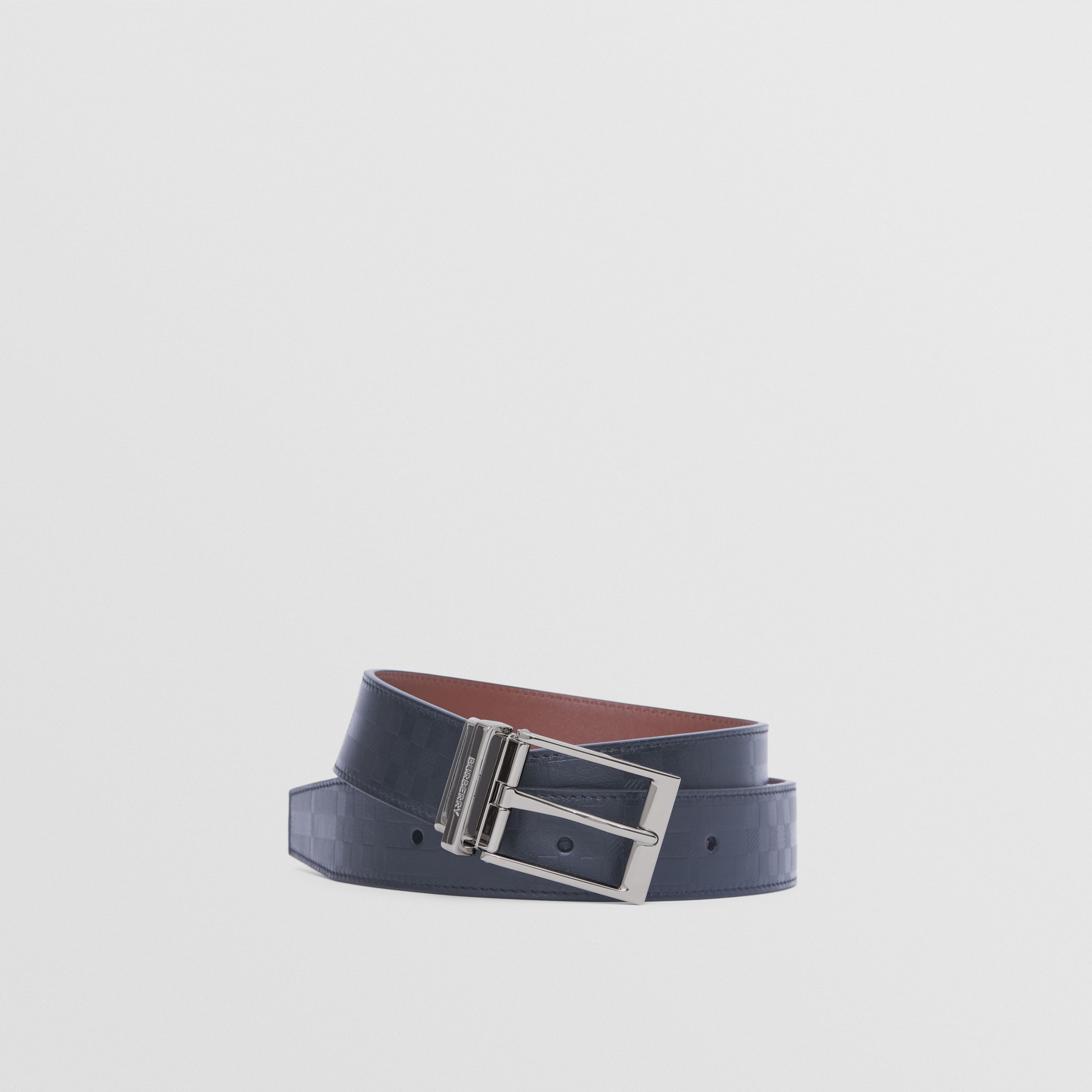 Wendbarer Ledergürtel mit Karoprägung (Schwarz/hellbraun) - Herren | Burberry® - 1