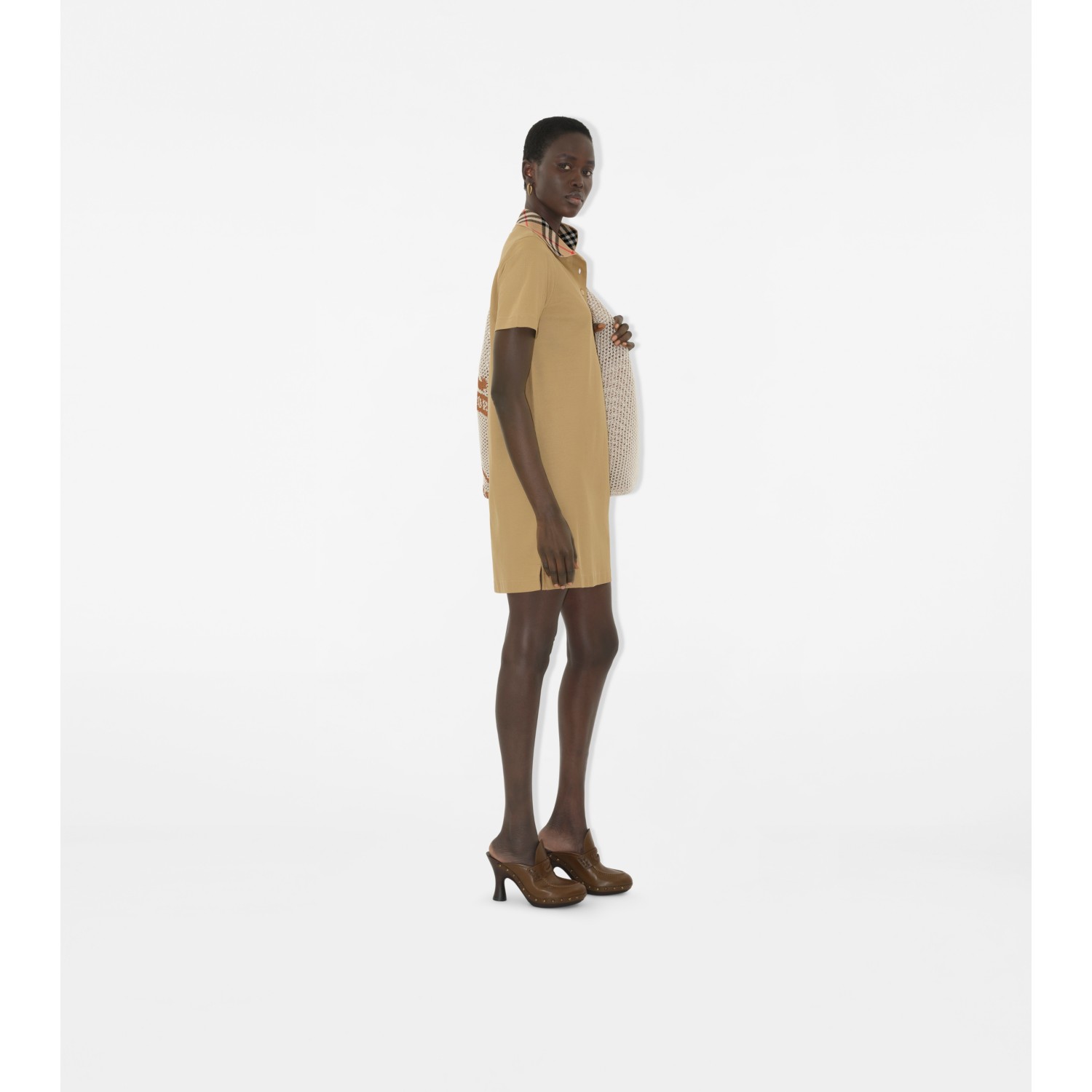 Check Collar Cotton Polo Shirt Dress - thumbnail 7