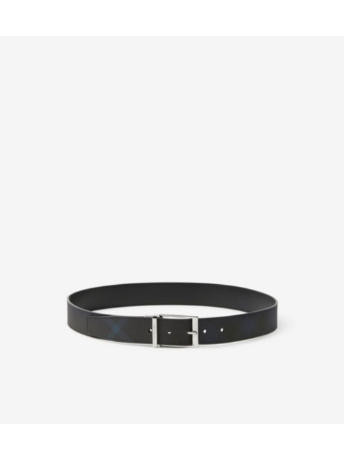 Burberry Reversible Check Belt In Navy